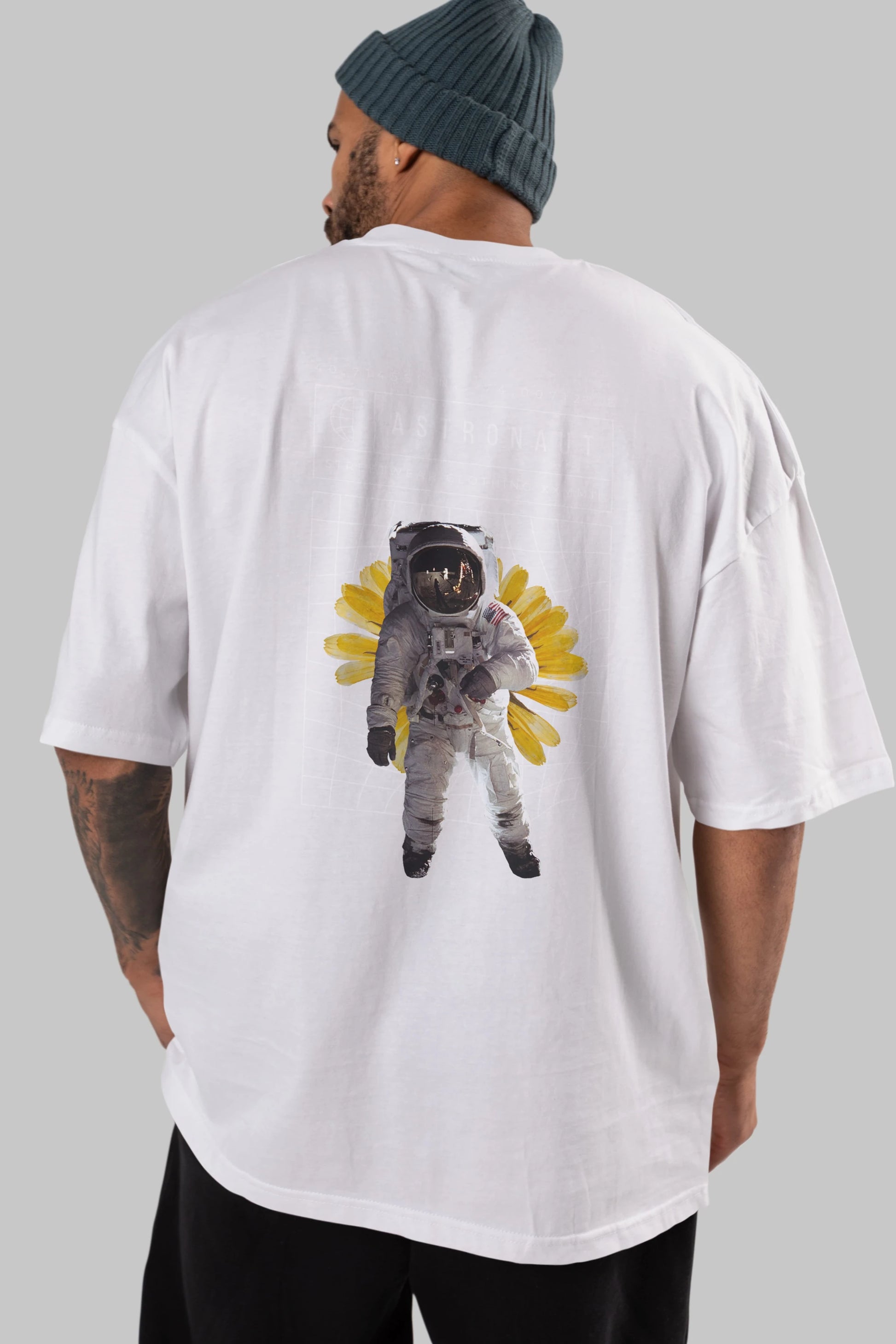 Astronaut Streetwear Arka Baskılı Oversize t-shirt Erkek Kadın Unisex
