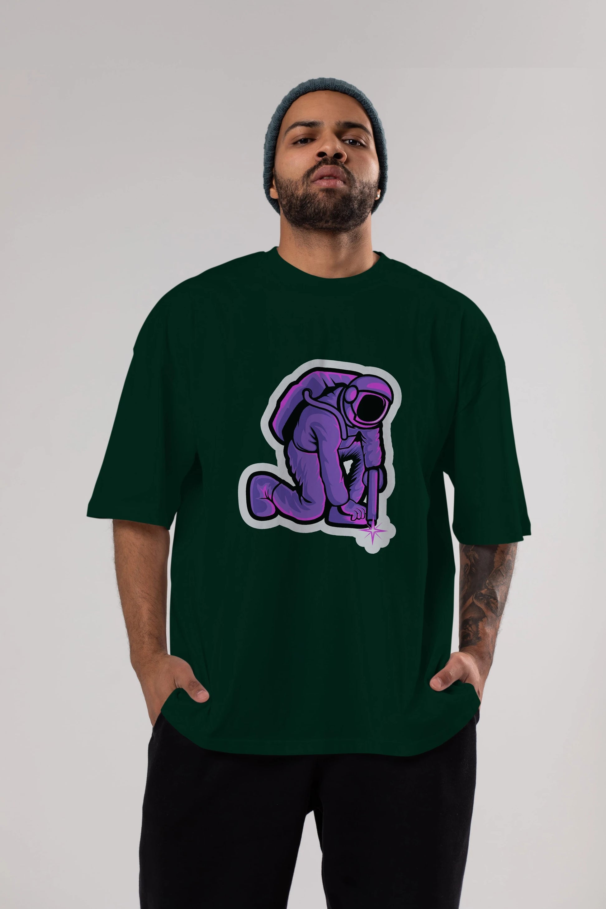 Welding in Space Sticker Ön Baskılı Oversize t-shirt Erkek Kadın Unisex