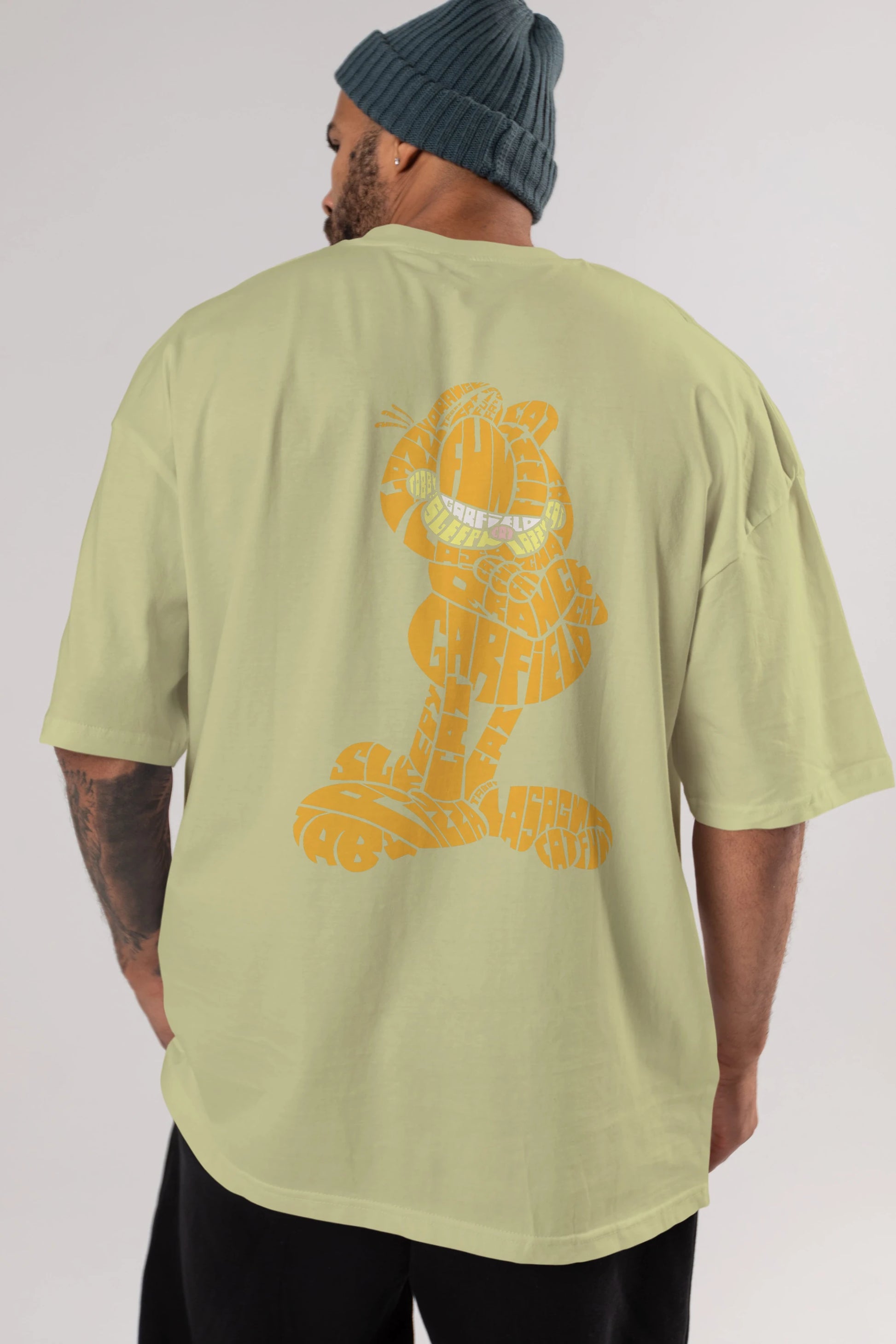 Garfield Arka Baskılı Oversize t-shirt %100 pamuk Erkek Kadın Unisex