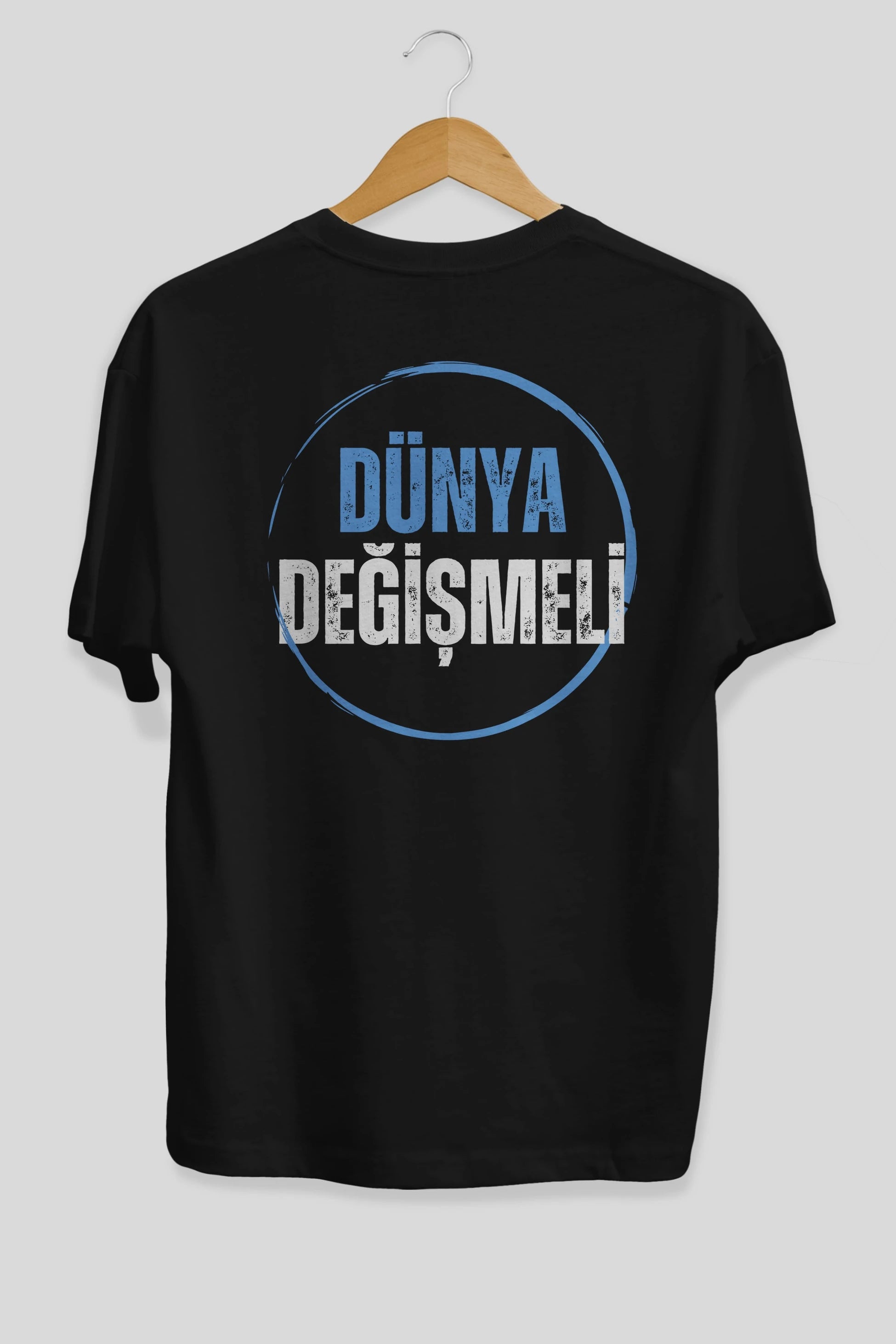 Dünya Değişmeli Yazılı Arka Baskılı Oversize t-shirt Erkek Kadın Unisex