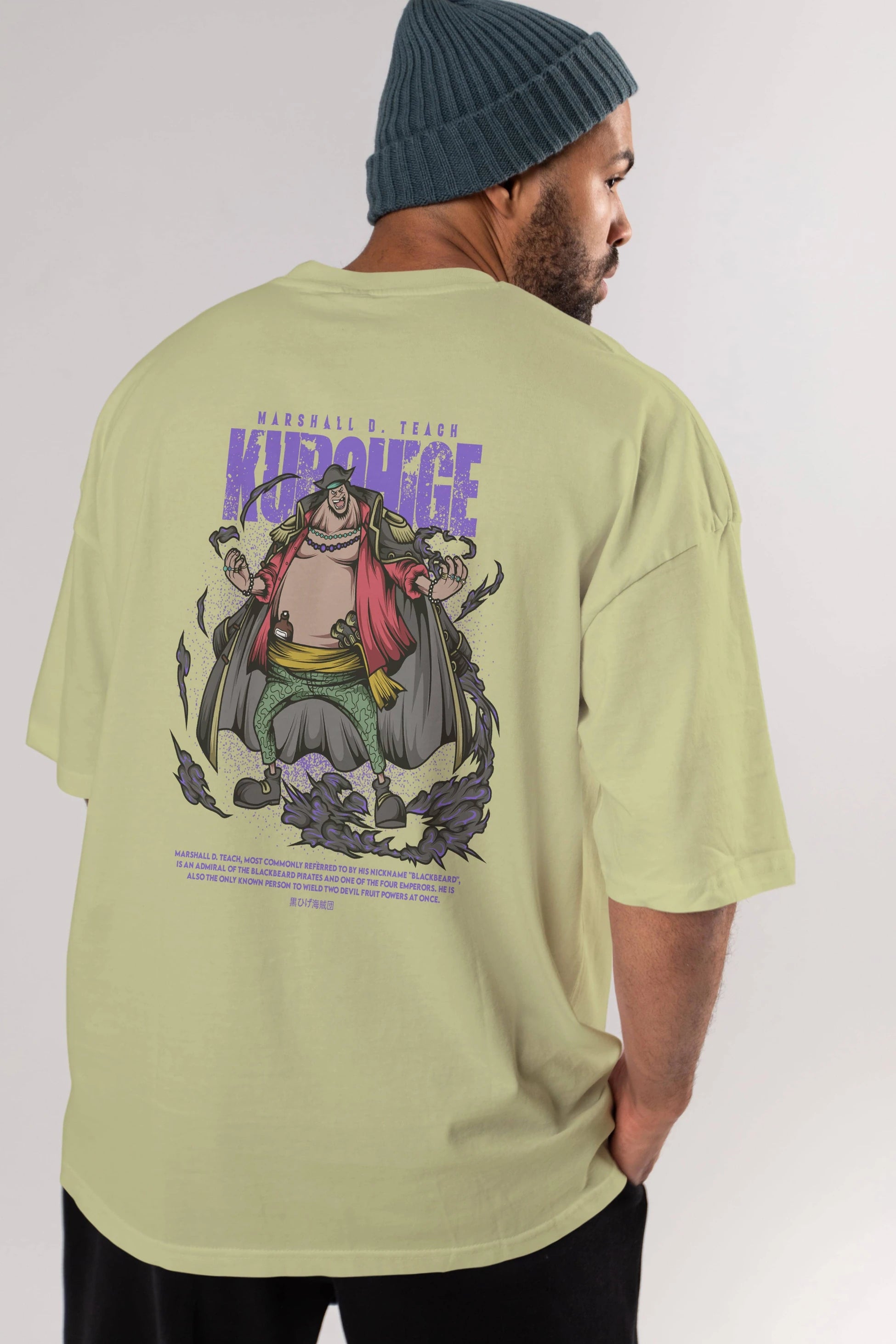 Marshall D. Teach Anime Arka Baskılı Oversize t-shirt Erkek Kadın Unisex