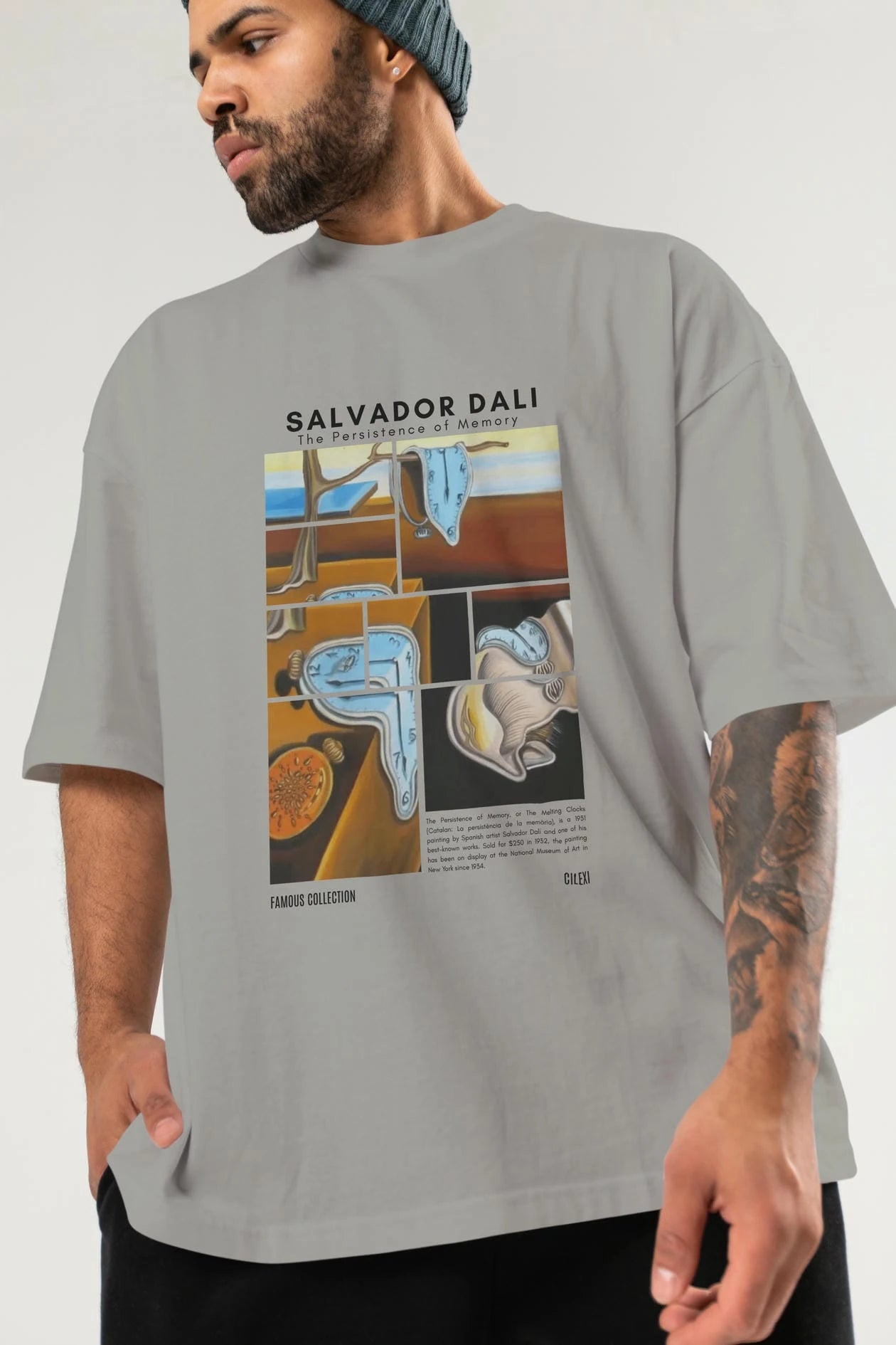 Salvador Dali ön Baskılı Oversize t-shirt Erkek Kadın Bisiklet Yaka Pamuk tişort