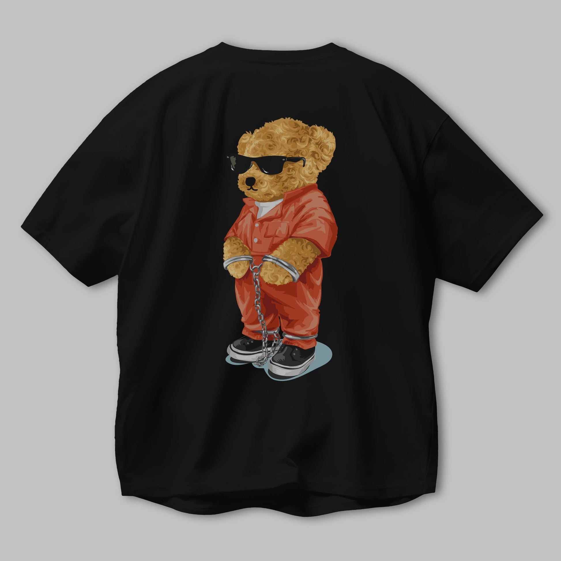 Teddy Bear Kodes Arka Baskılı Oversize t-shirt Erkek Kadın Unisex %100 Pamuk