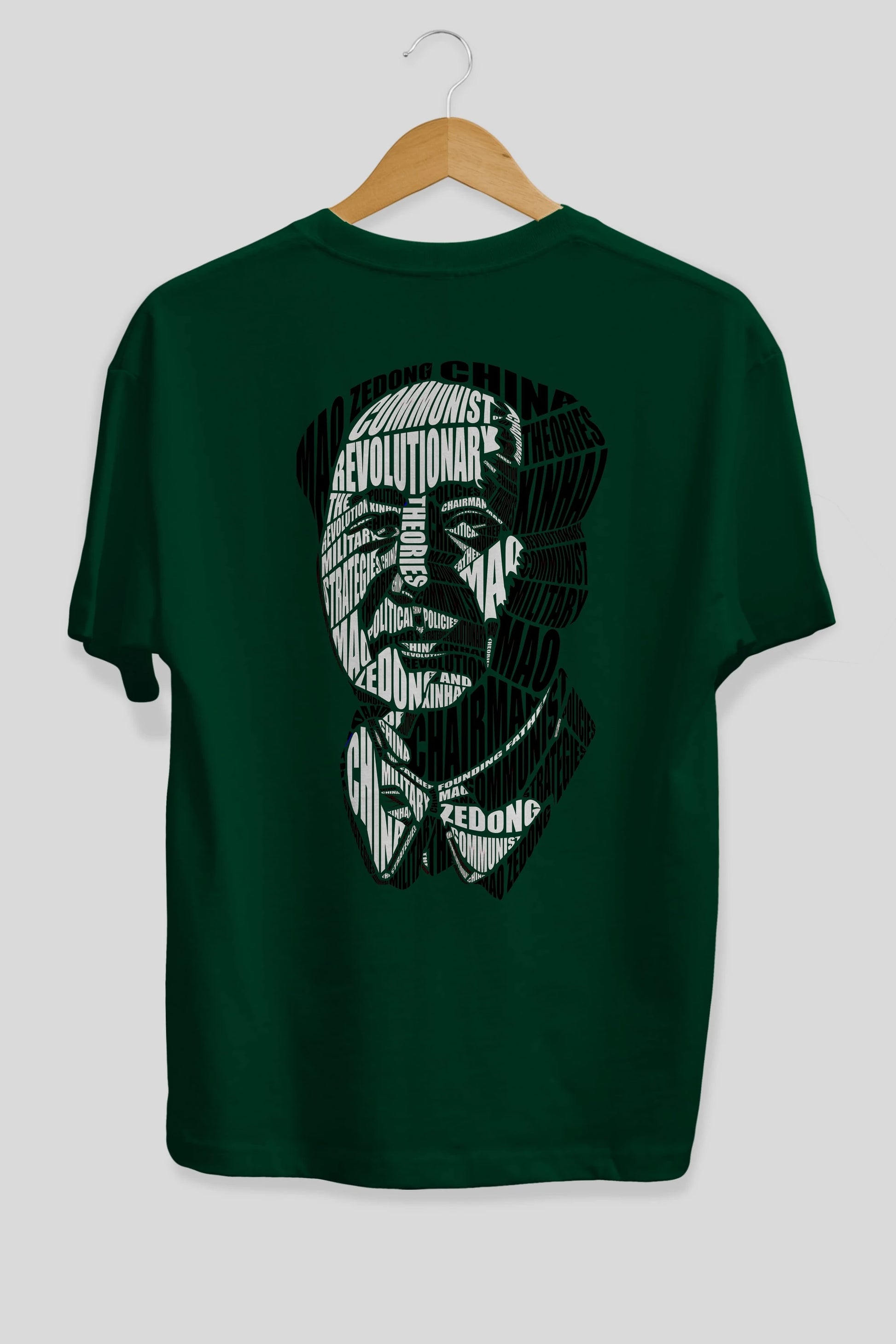 Mao Zedong Calligram Arka Baskılı Oversize t-shirt %100 pamuk Erkek Kadın Unisex