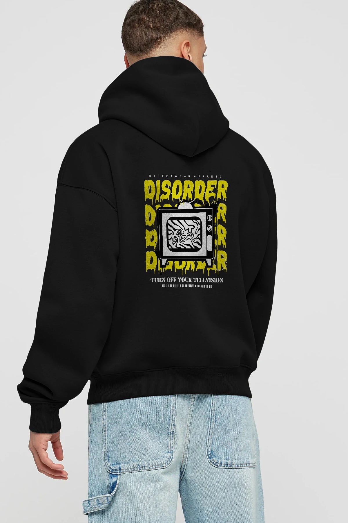 Disorder Streetwear Arka Baskılı Hoodie Oversize Kapüşonlu Sweatshirt Erkek Kadın Unisex
