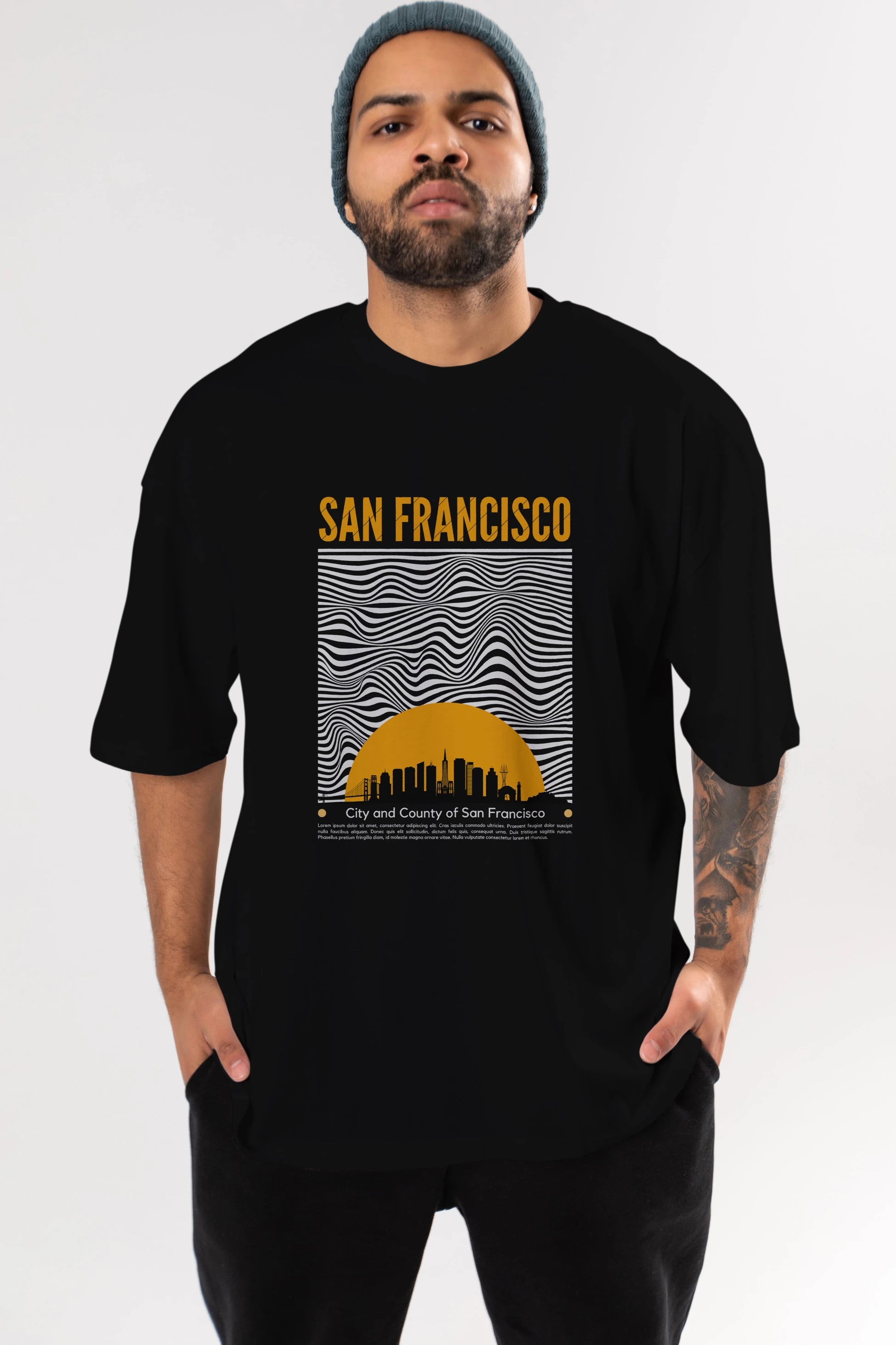 San Francisco Yazılı Ön Baskılı Oversize t-shirt Erkek Kadın Unisex