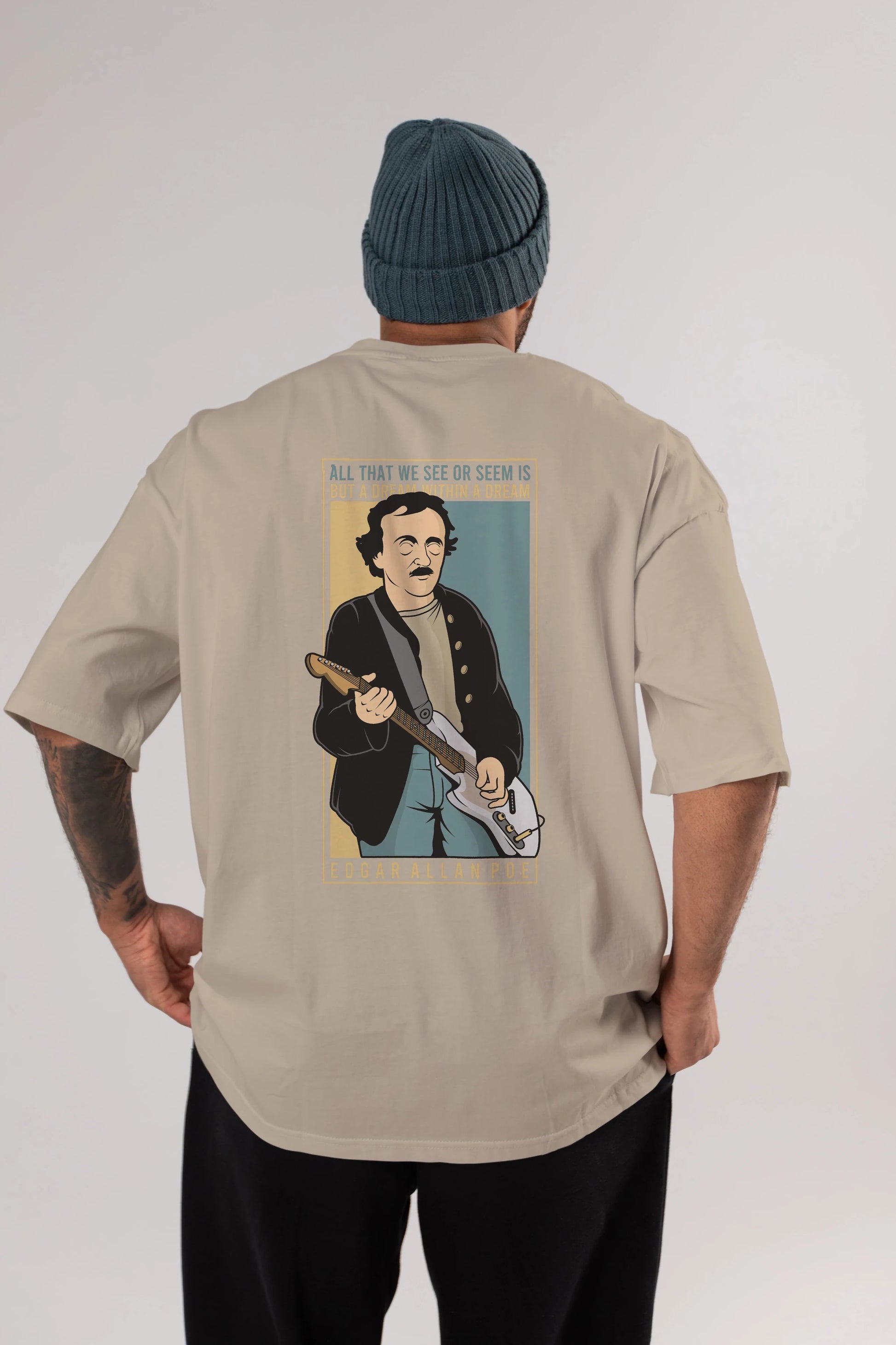 Edgar Alan Cobain Arka Baskılı Oversize t-shirt Erkek Kadın Unisex %100 Pamuk tişort