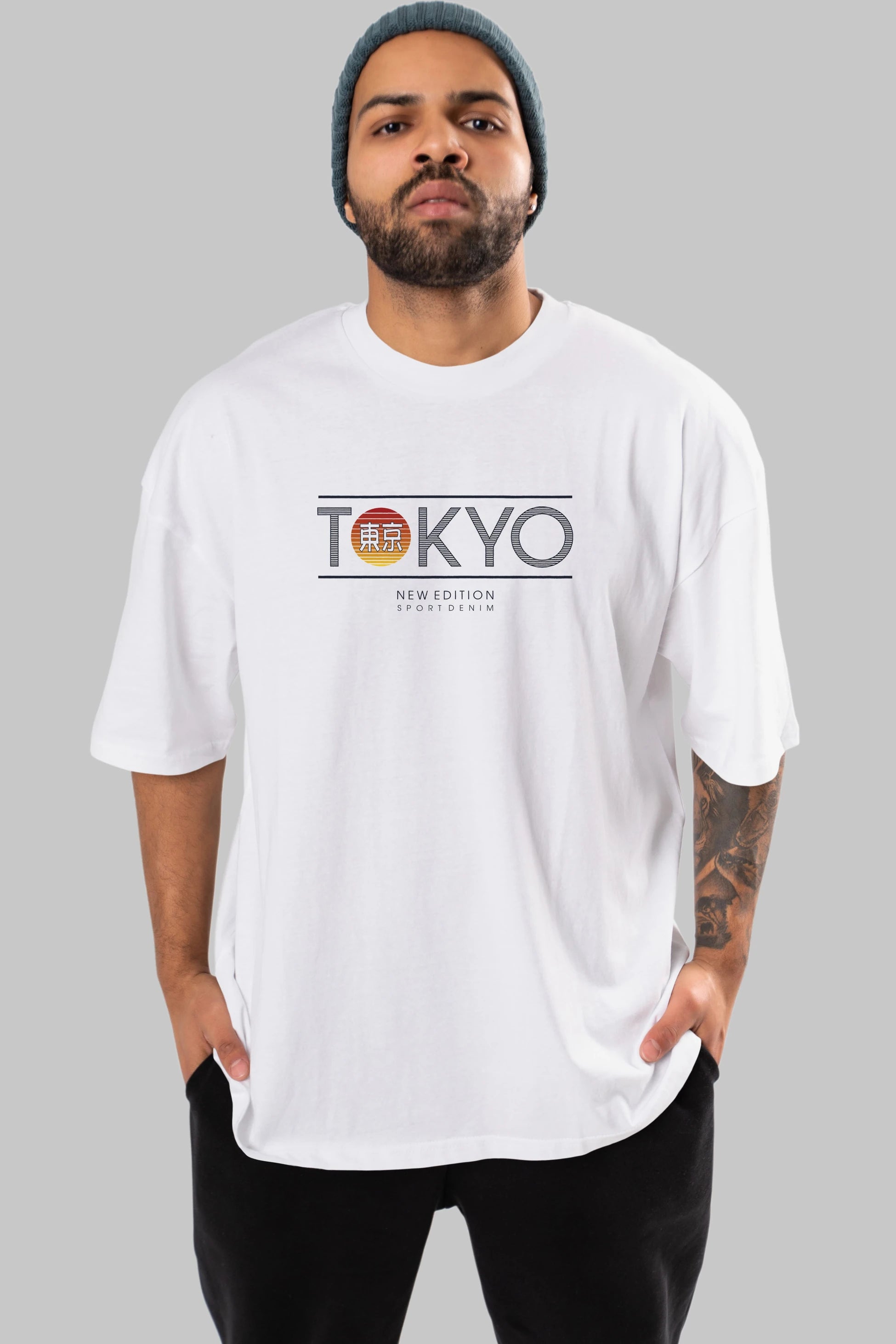 Tokyo Sport Ön Baskılı Oversize t-shirt Erkek Kadın Unisex