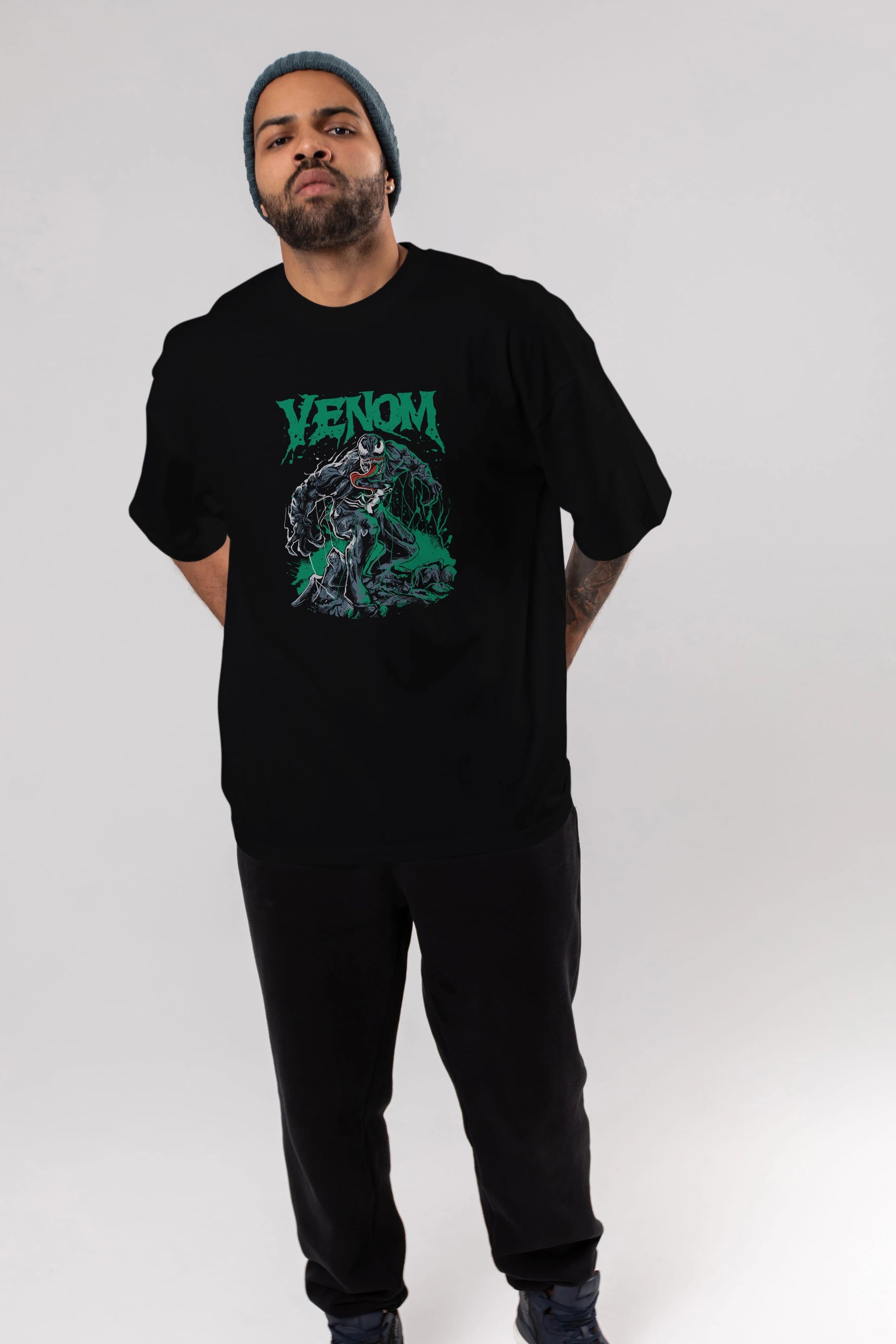 Venom (3) Ön Baskılı Oversize t-shirt Erkek Kadın Unisex %100 Pamuk Bisiklet Yaka tişort