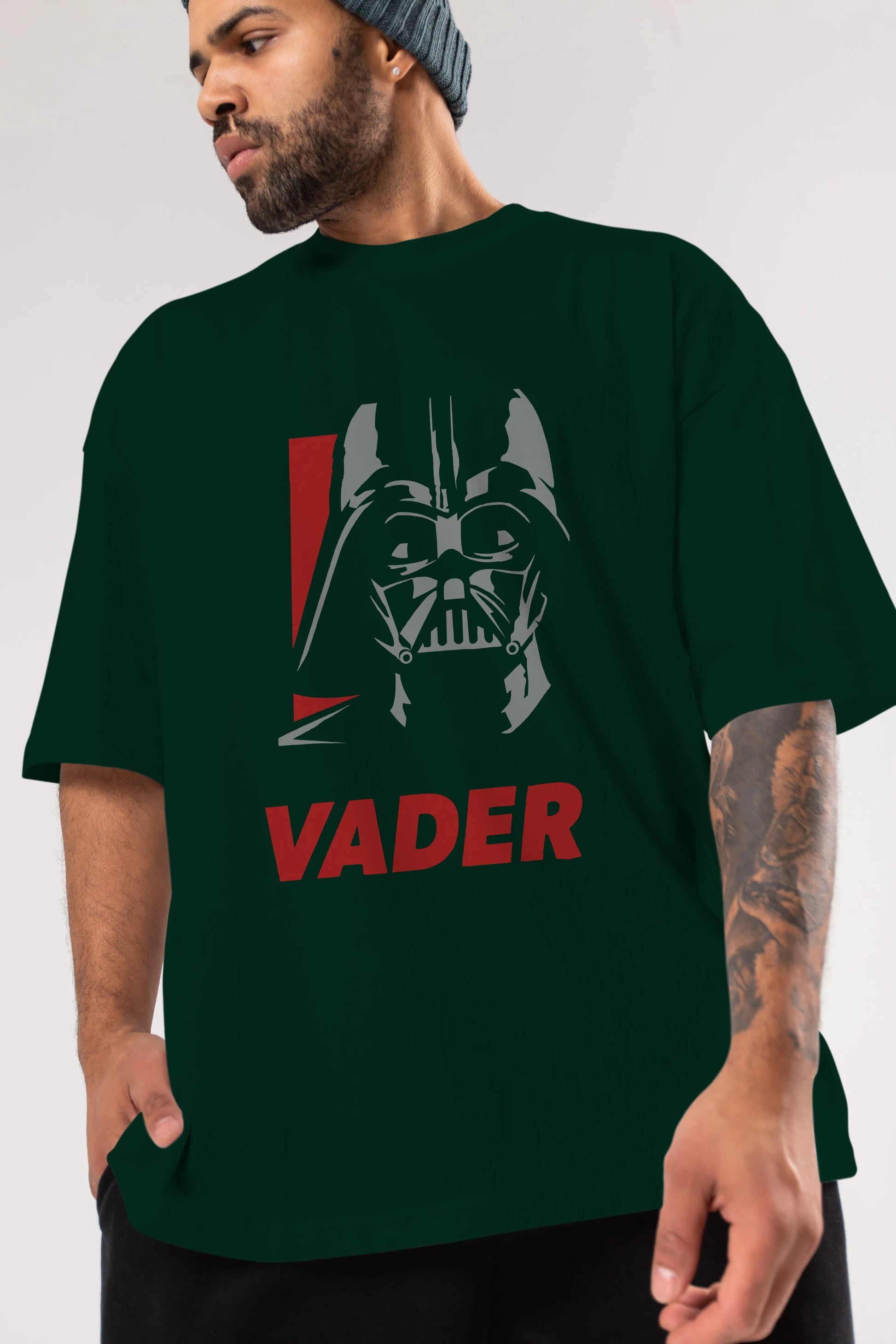 Darth Vader Ön Baskılı Oversize t-shirt Erkek Kadın Unisex %100 Pamuk Bisiklet Yaka tişort