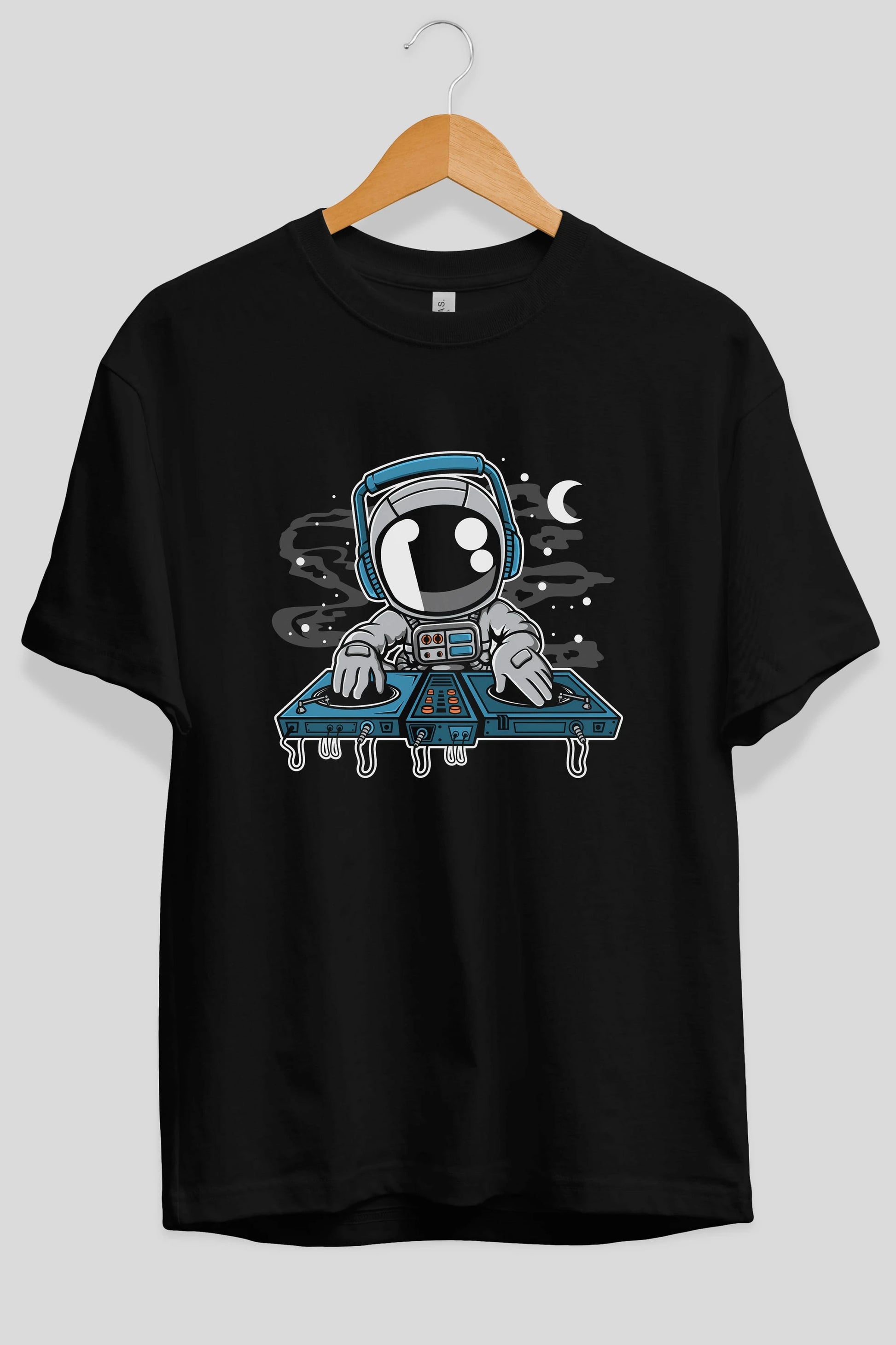 Astronaut Turntable Ön Baskılı Oversize t-shirt Erkek Kadın Unisex
