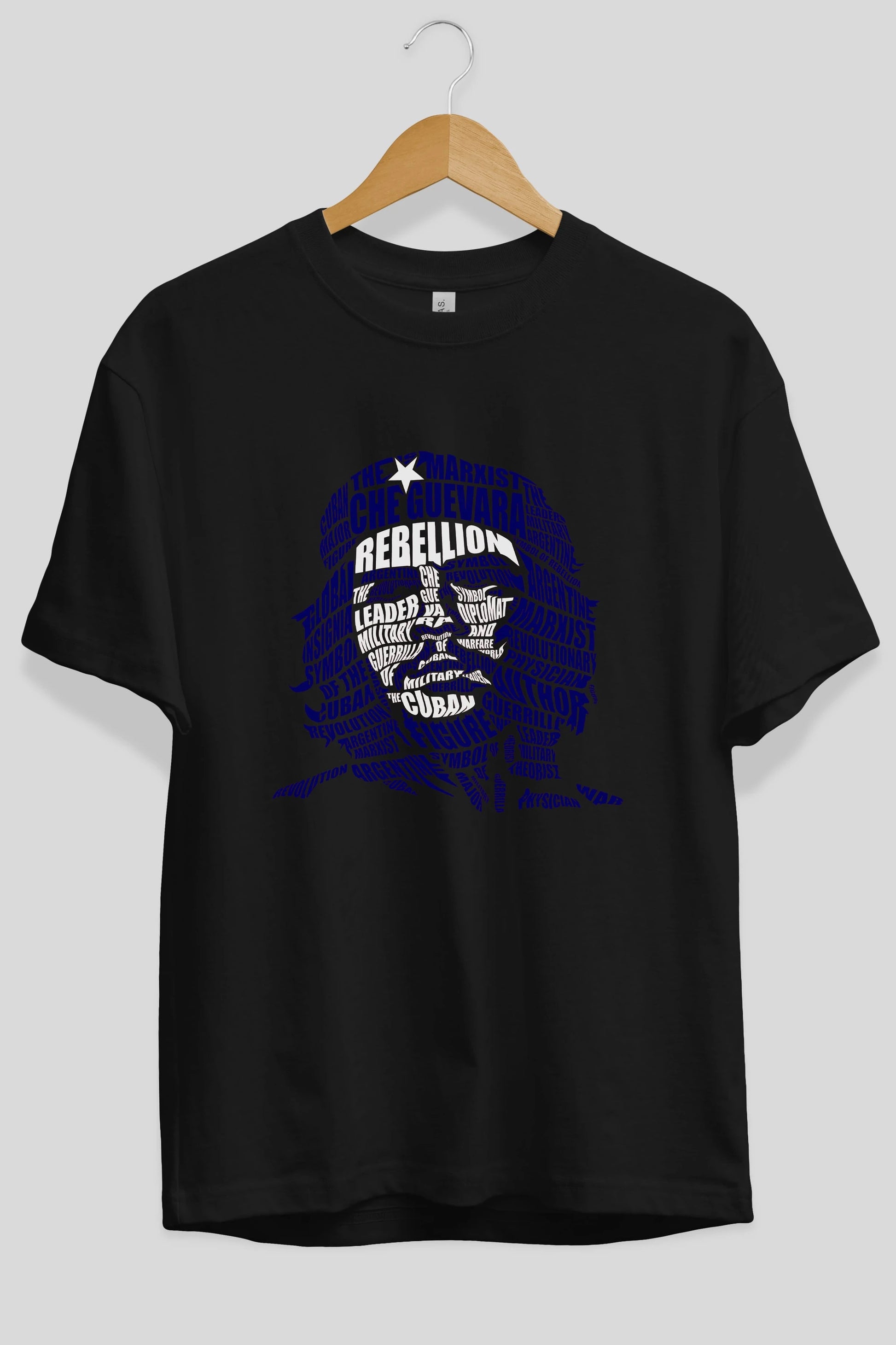 Che Guevara Calligram Ön Baskılı Oversize t-shirt %100 pamuk Erkek Kadın Unisex