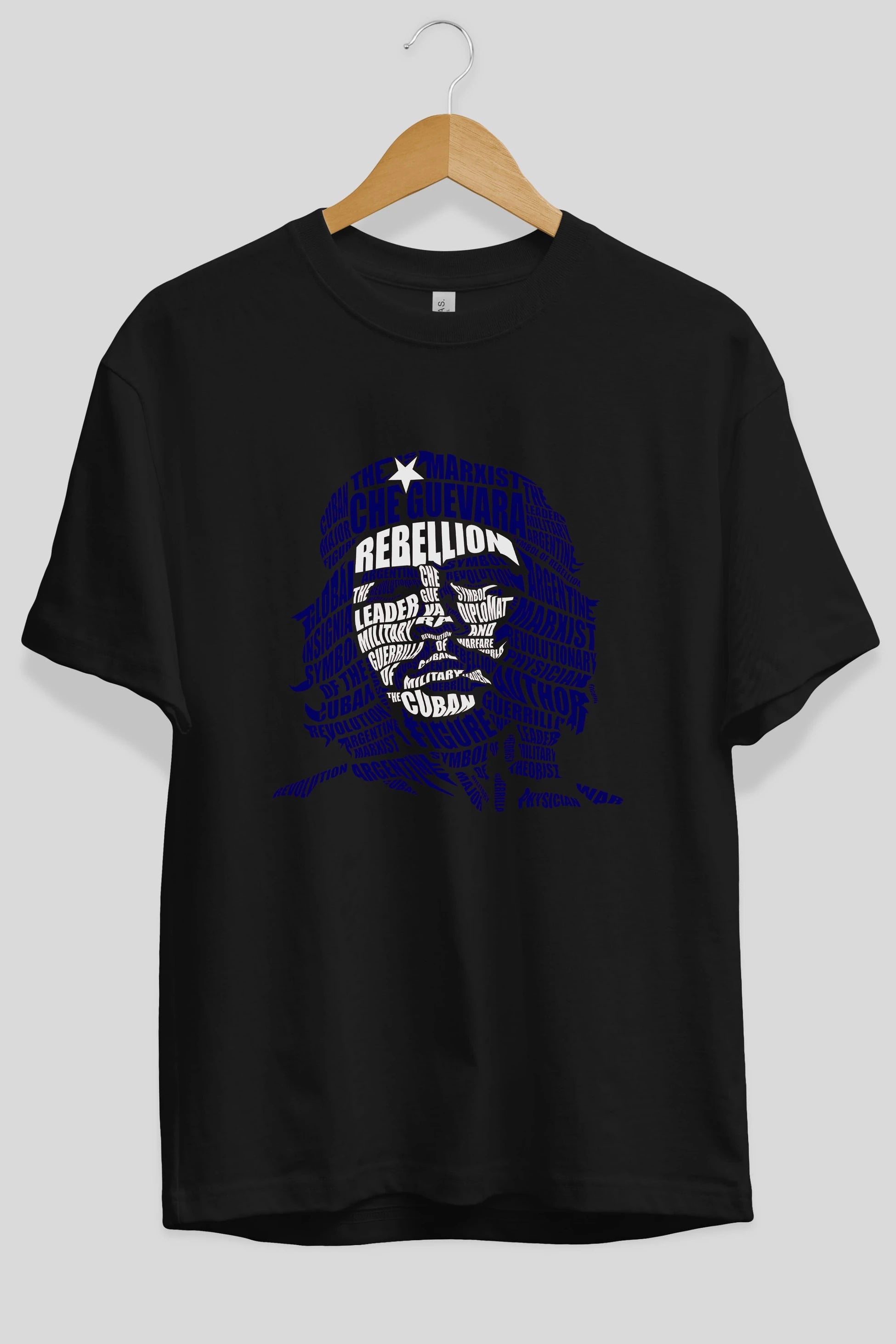 Che Guevara Calligram Ön Baskılı Oversize t-shirt %100 pamuk Erkek Kadın Unisex