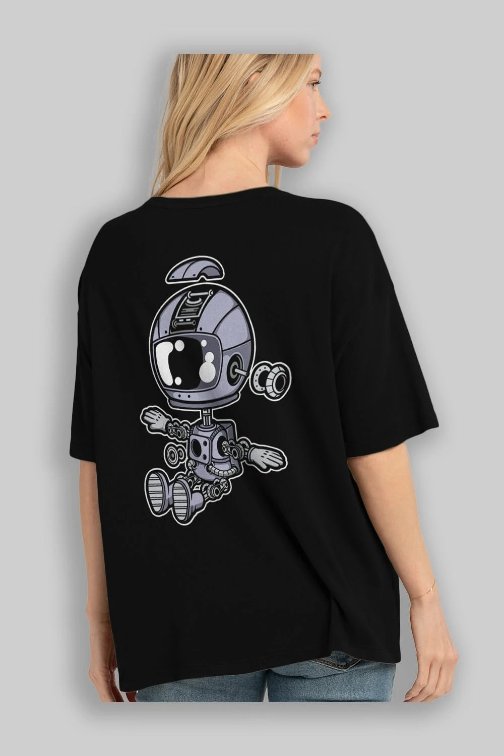 Astronaut Robot Arka Baskılı Oversize t-shirt Erkek Kadın Unisex