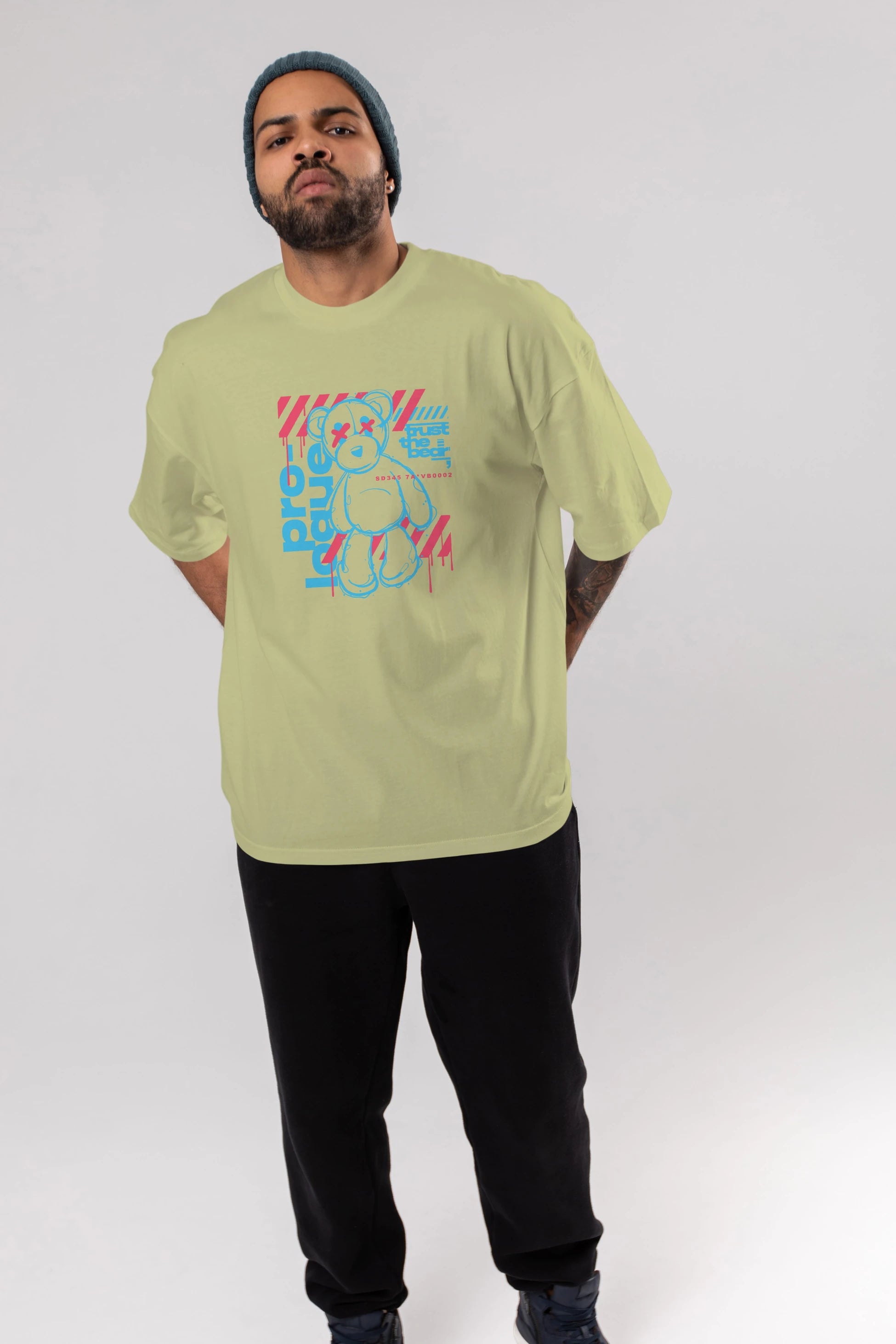 Trust The Bear Ön Baskılı Oversize t-shirt Erkek Kadın Unisex