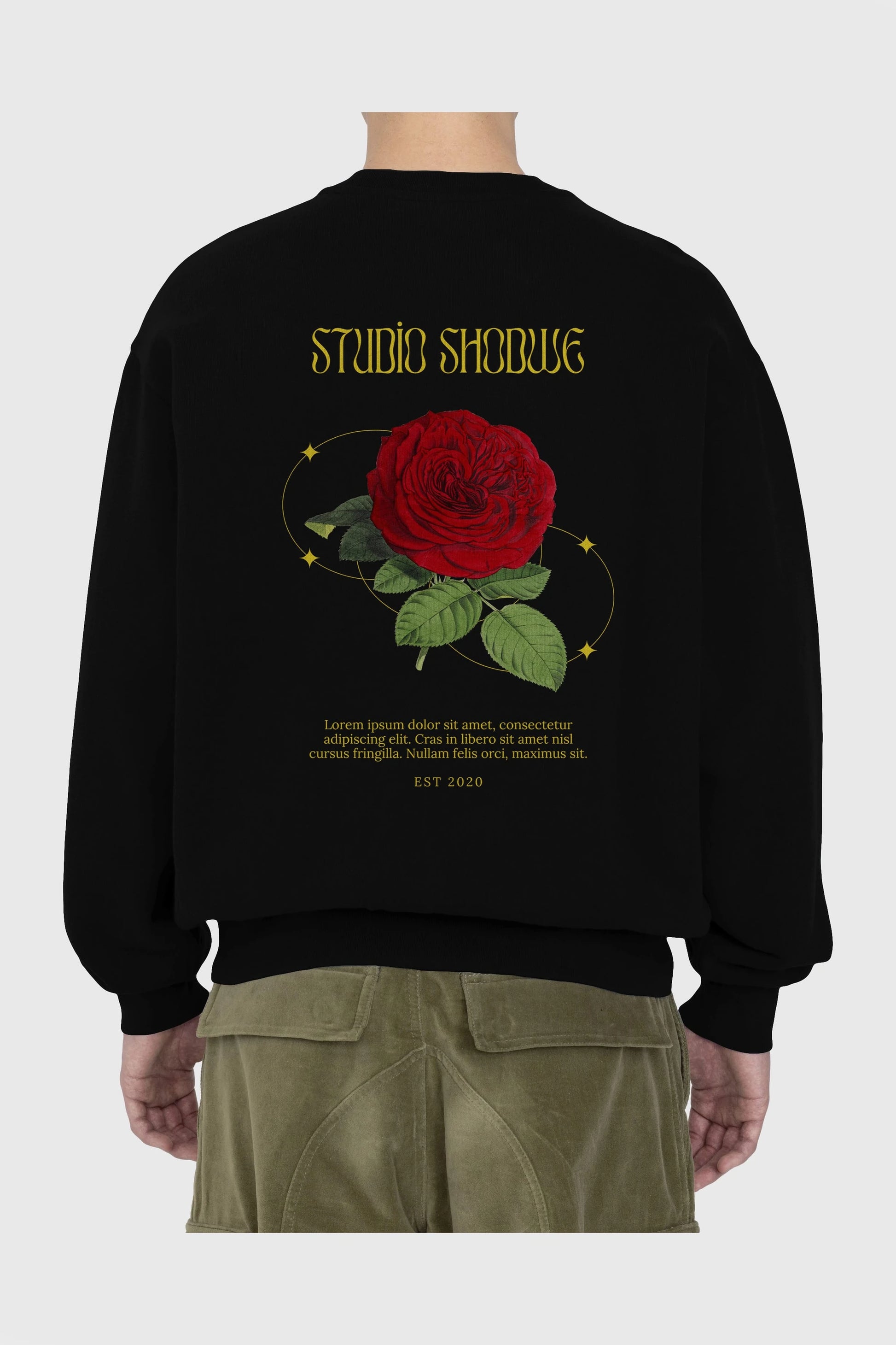 Studio Shodwe Rose Arka Baskılı Oversize Sweatshirt Erkek Kadın Unisex