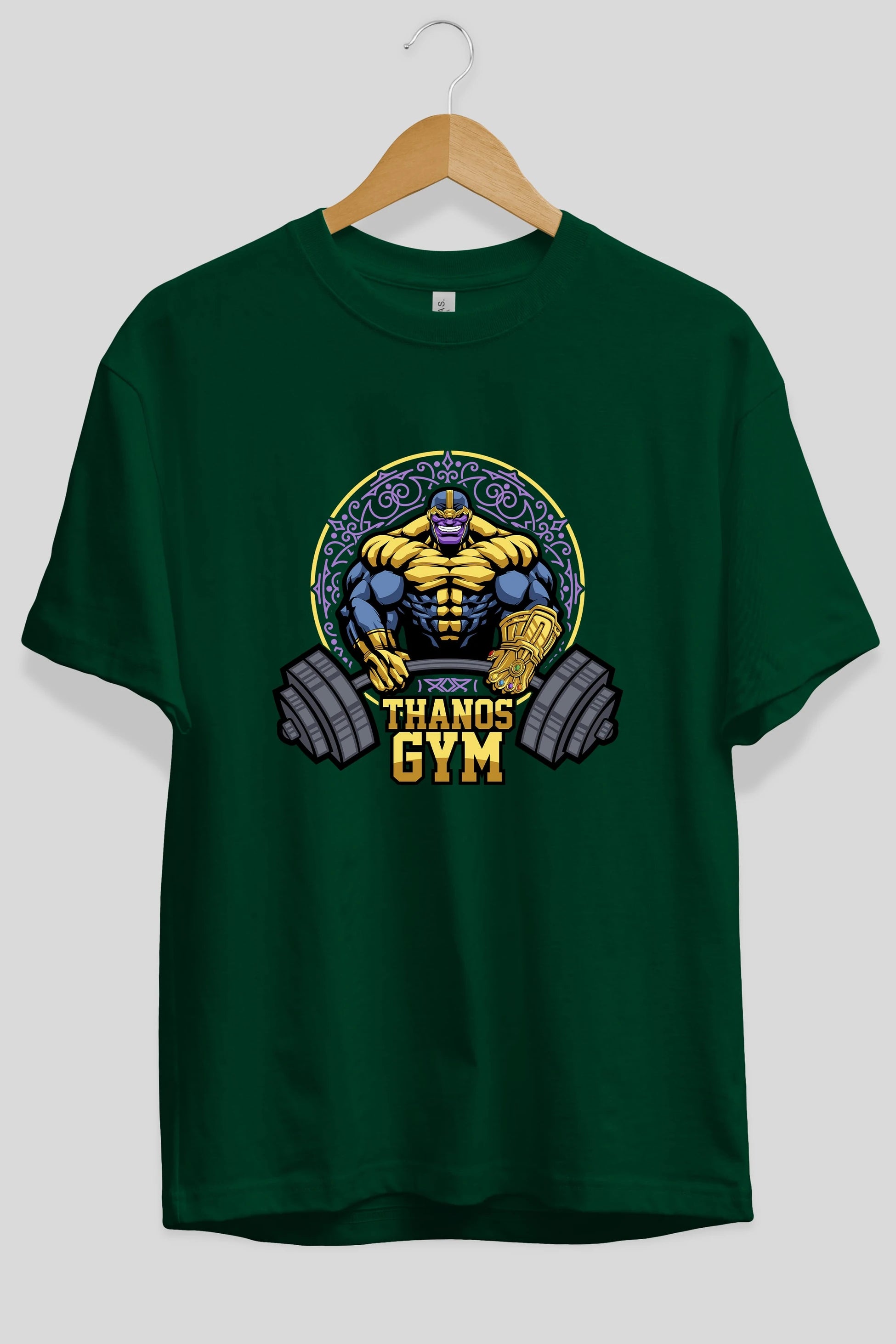 Thanos GYM Ön Baskılı Oversize t-shirt Erkek Kadın Unisex %100 Pamuk Bisiklet Yaka tişort