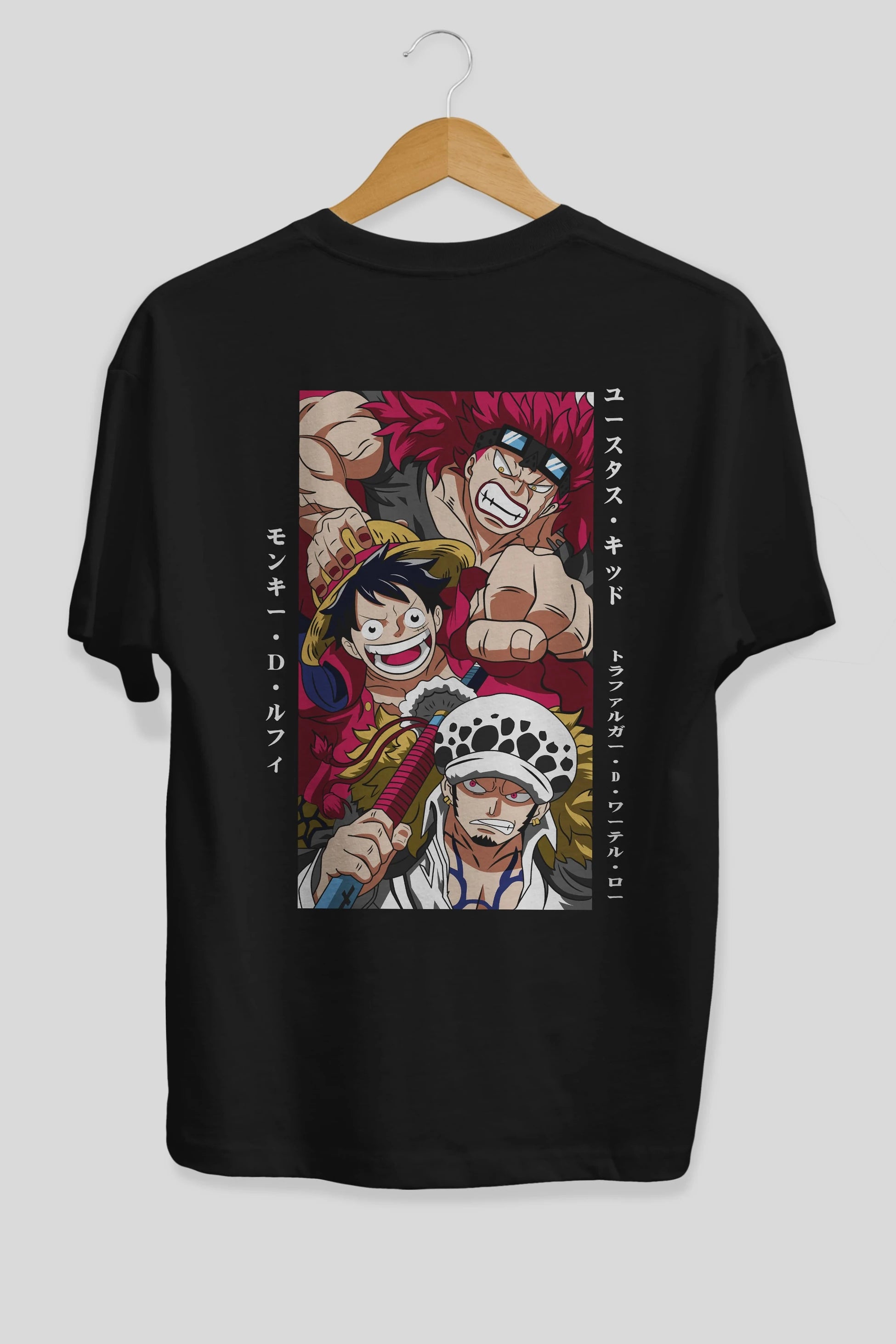 SUPER NOVAS one piece Anime Arka Baskılı Oversize t-shirt Erkek Kadın Unisex