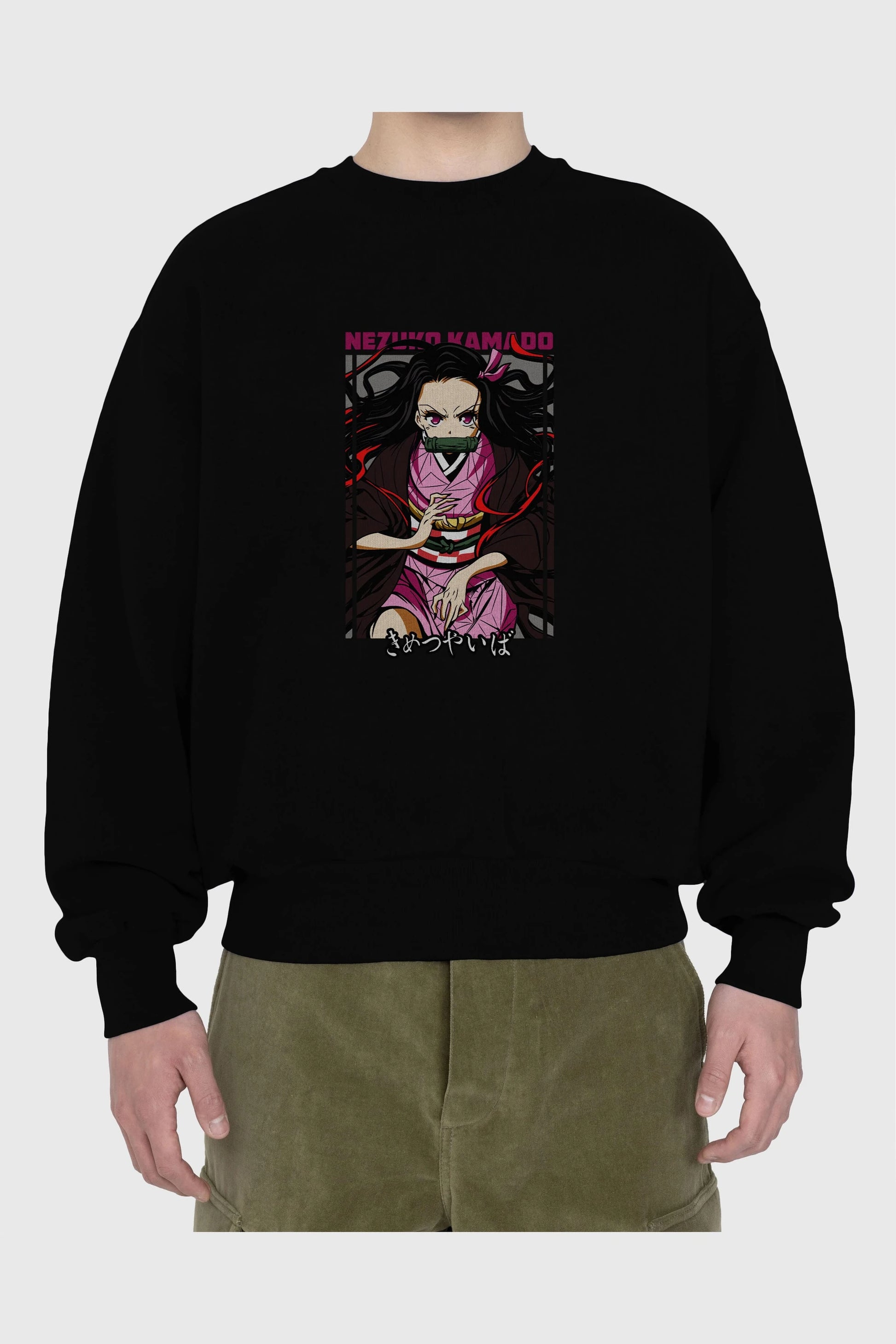 Nezuko Kamado 1 Anime Ön Baskılı Oversize Sweatshirt Erkek Kadın Unisex