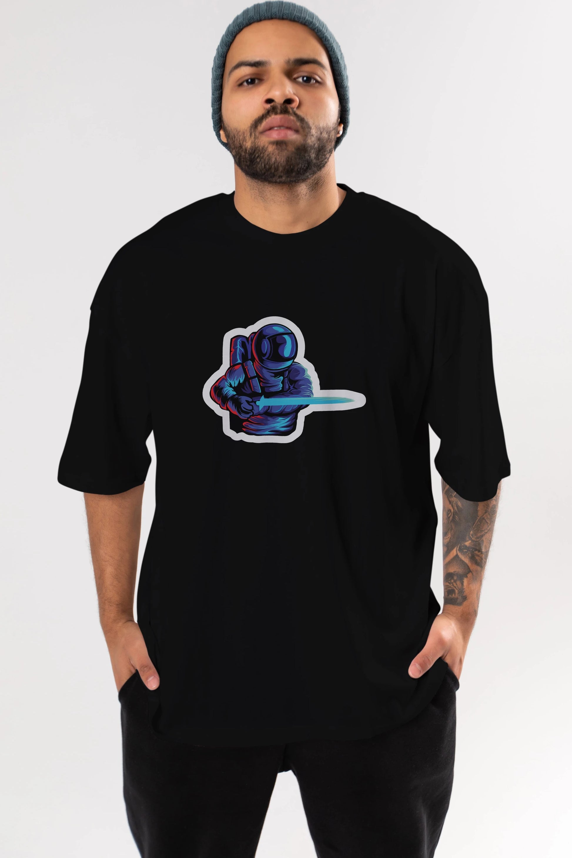 Astro Knight Sticker Ön Baskılı Oversize t-shirt Erkek Kadın Unisex