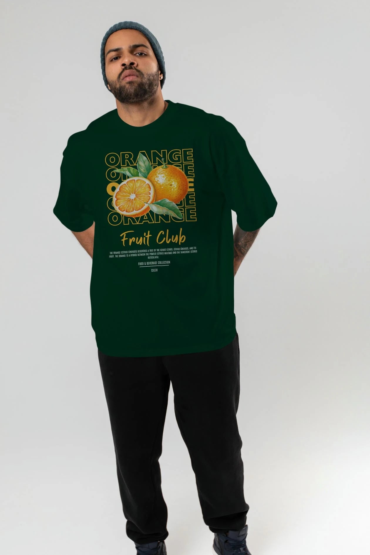 Orange Ön Baskılı Oversize t-shirt Erkek Kadın Pamuk Bisiklet Yaka tişort