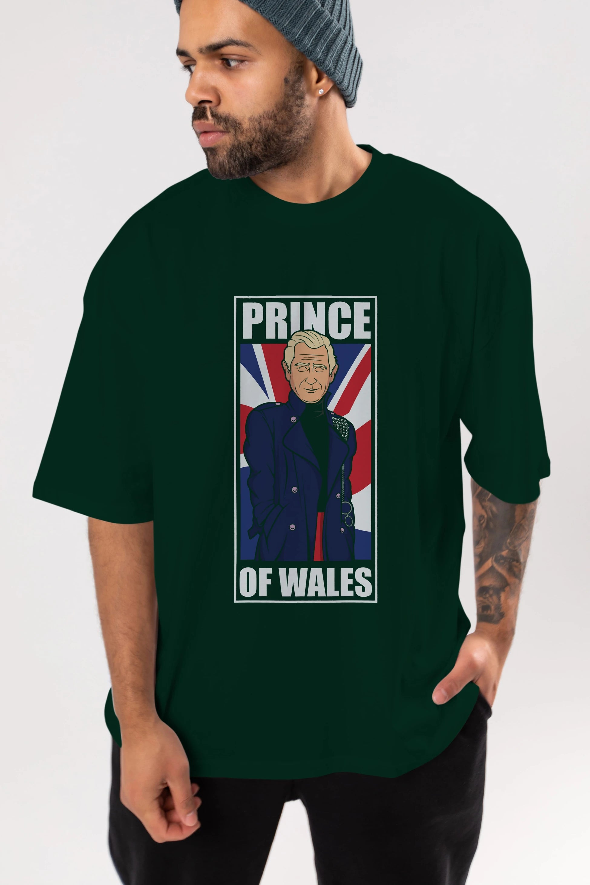 Prince Charles Ön Baskılı Oversize t-shirt Erkek Kadın Unisex %100 Pamuk tişort