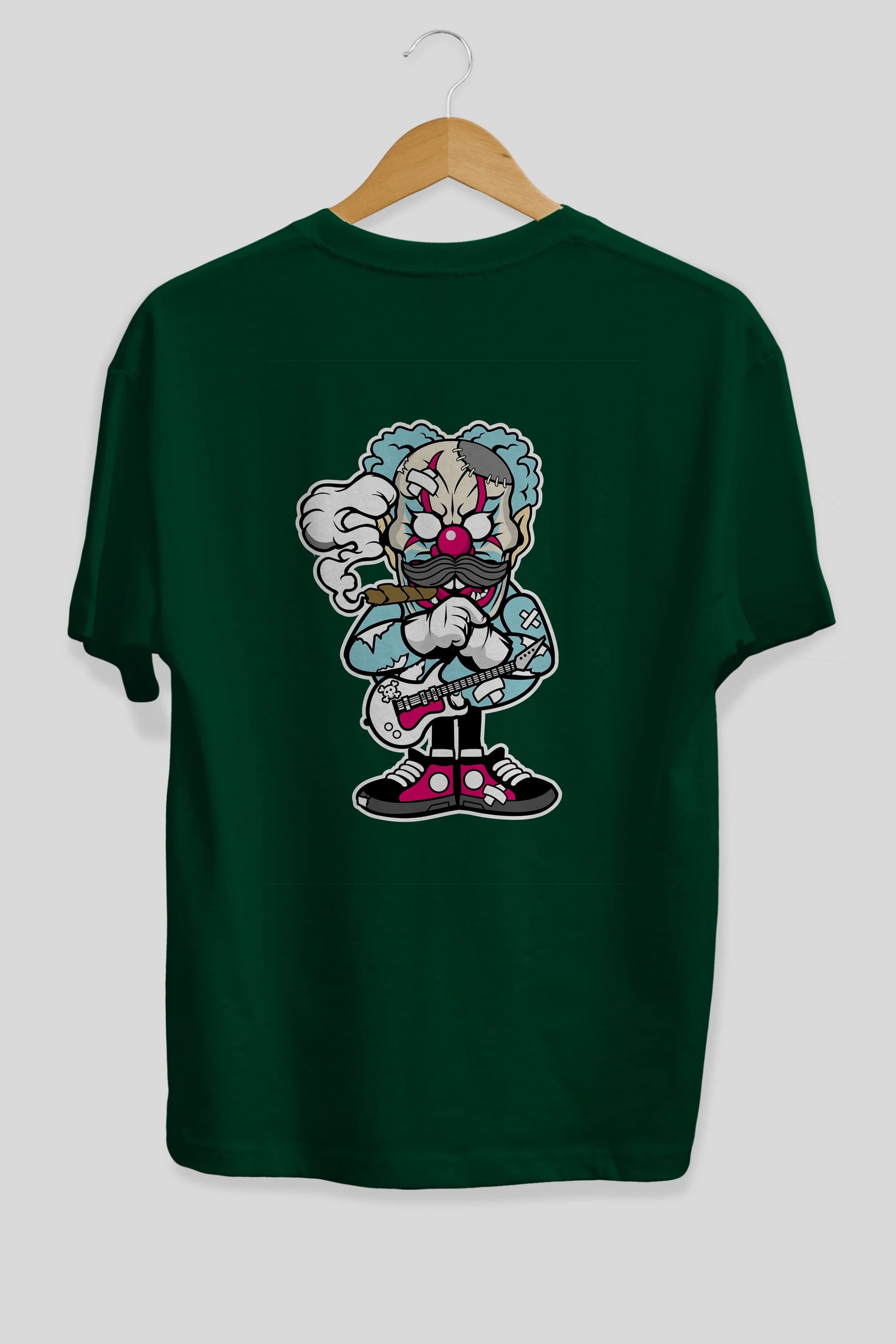 Clown Monster Arka Baskılı Oversize t-shirt Erkek Kadın Unisex %100 Pamuk tişort