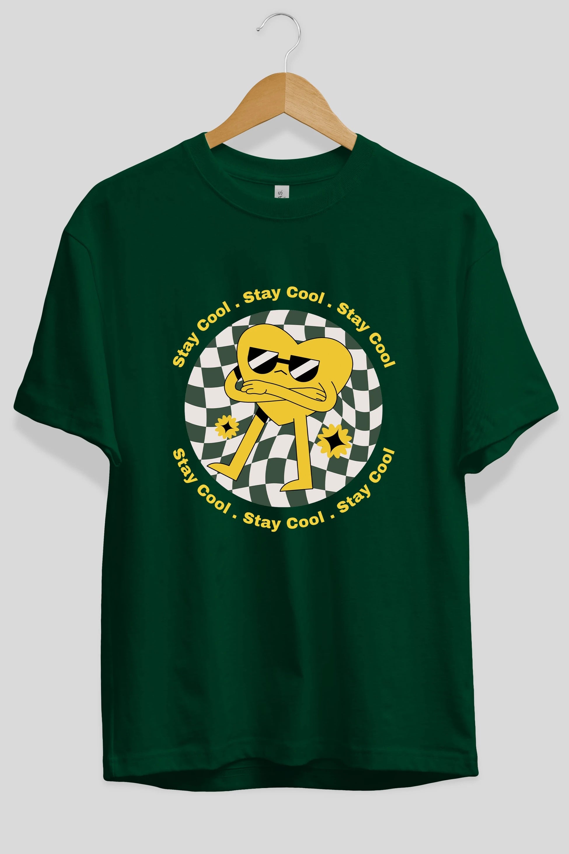 Stay Cool Yazılı Ön Baskılı Oversize t-shirt Erkek Kadın Unisex