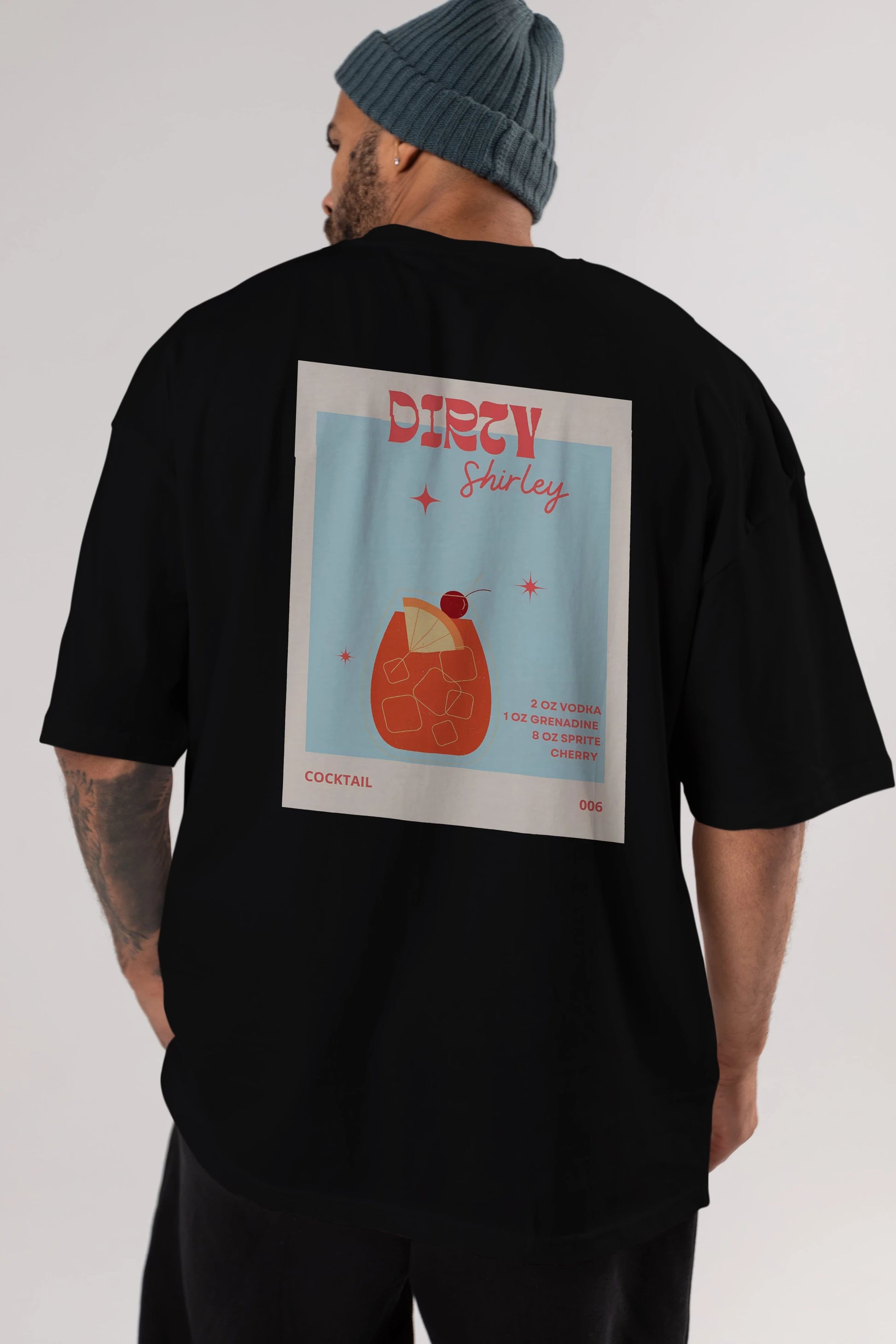 Dirty Shirley Arka Baskılı Oversize t-shirt Erkek Kadın Unisex %100 Pamuk Bisiklet Yaka tişort