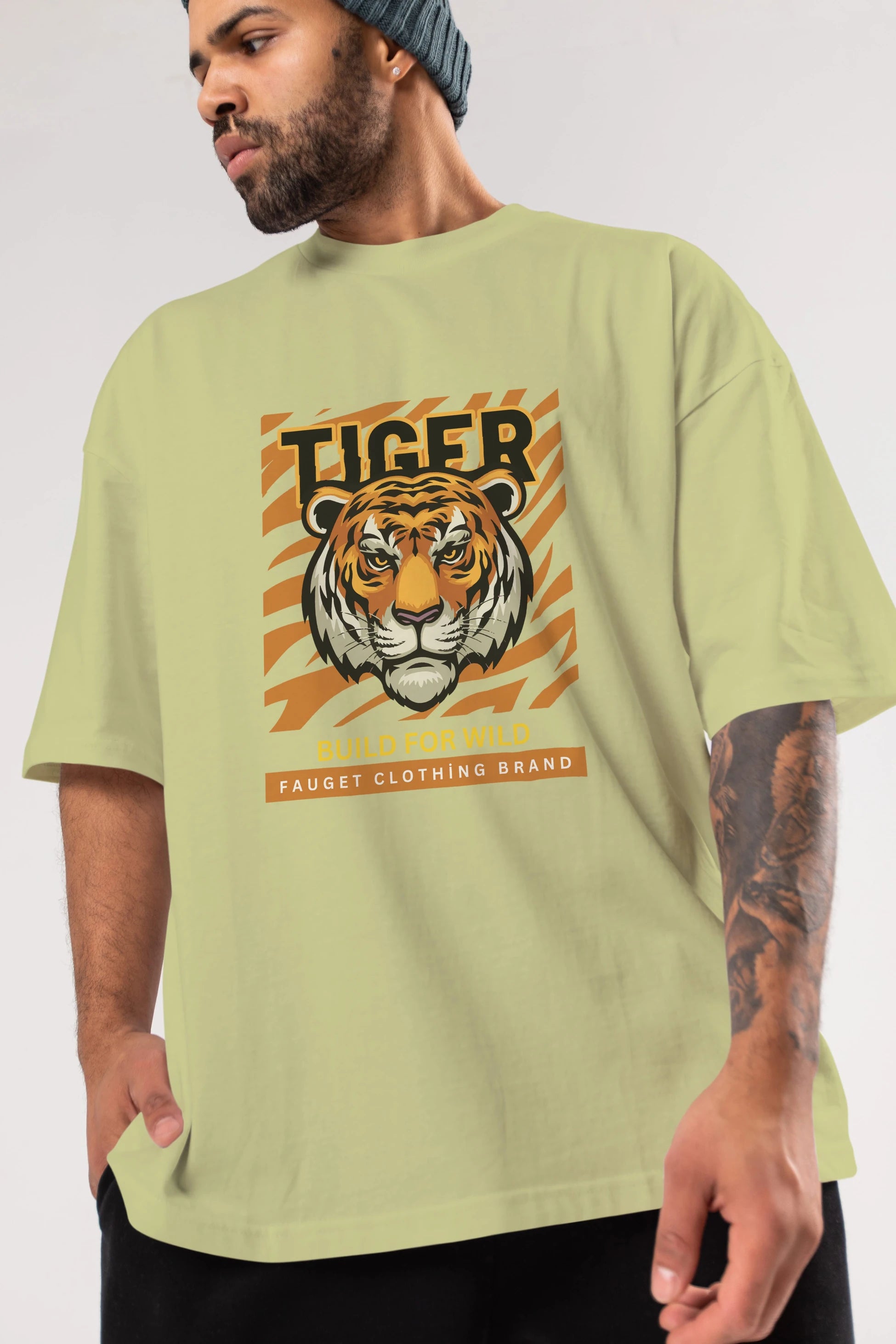 Tiger Ön Baskılı Oversize t-shirt Erkek Kadın Unisex