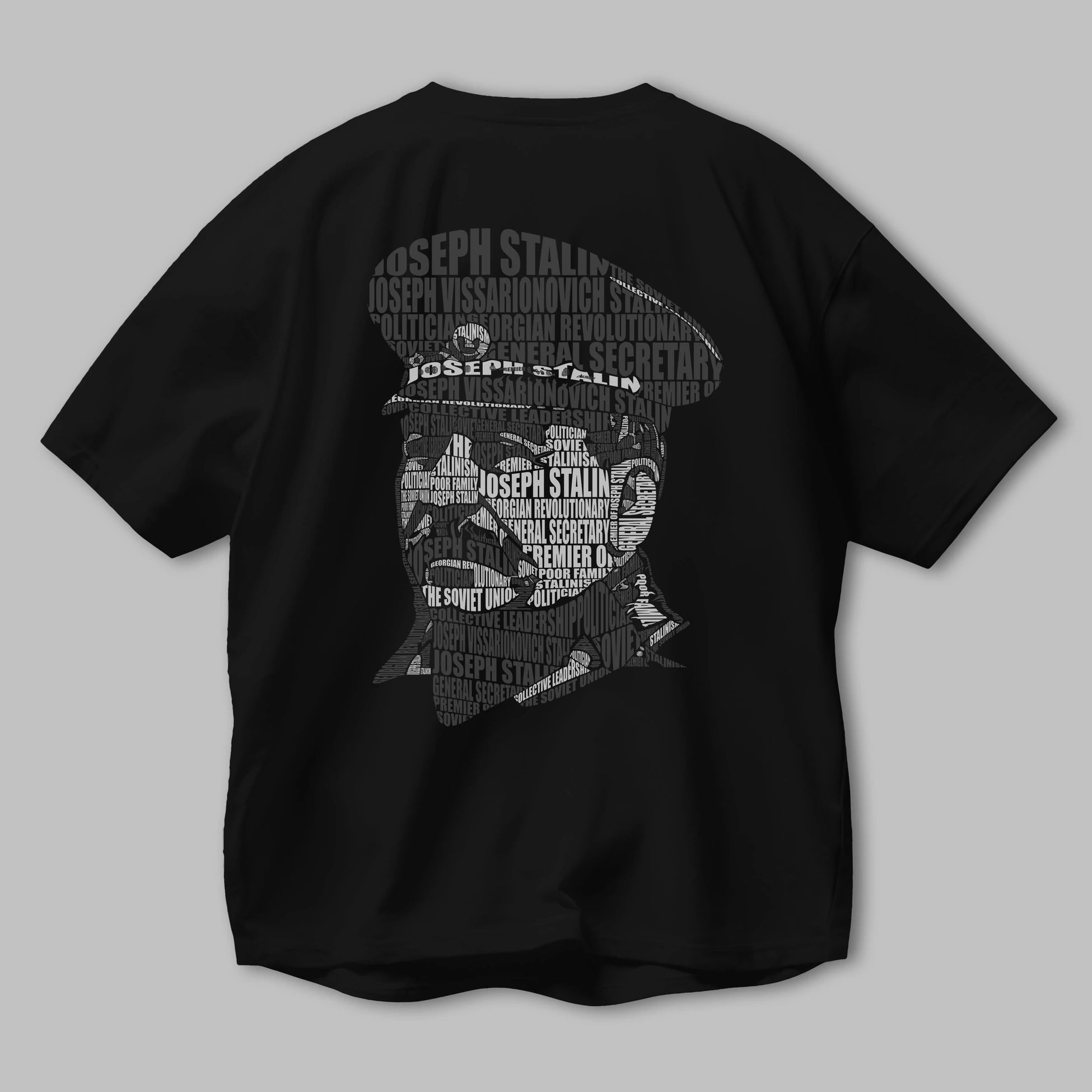 Joseph Stalin Calligram Arka Baskılı Oversize t-shirt %100 pamuk Erkek Kadın Unisex