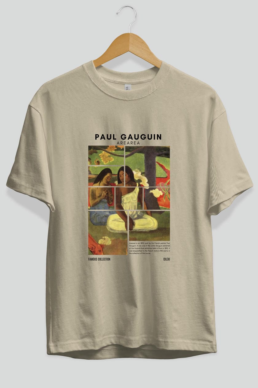 Paul Gauguin Arearea ön Baskılı Oversize t-shirt Erkek Kadın Bisiklet Yaka Pamuk tişort