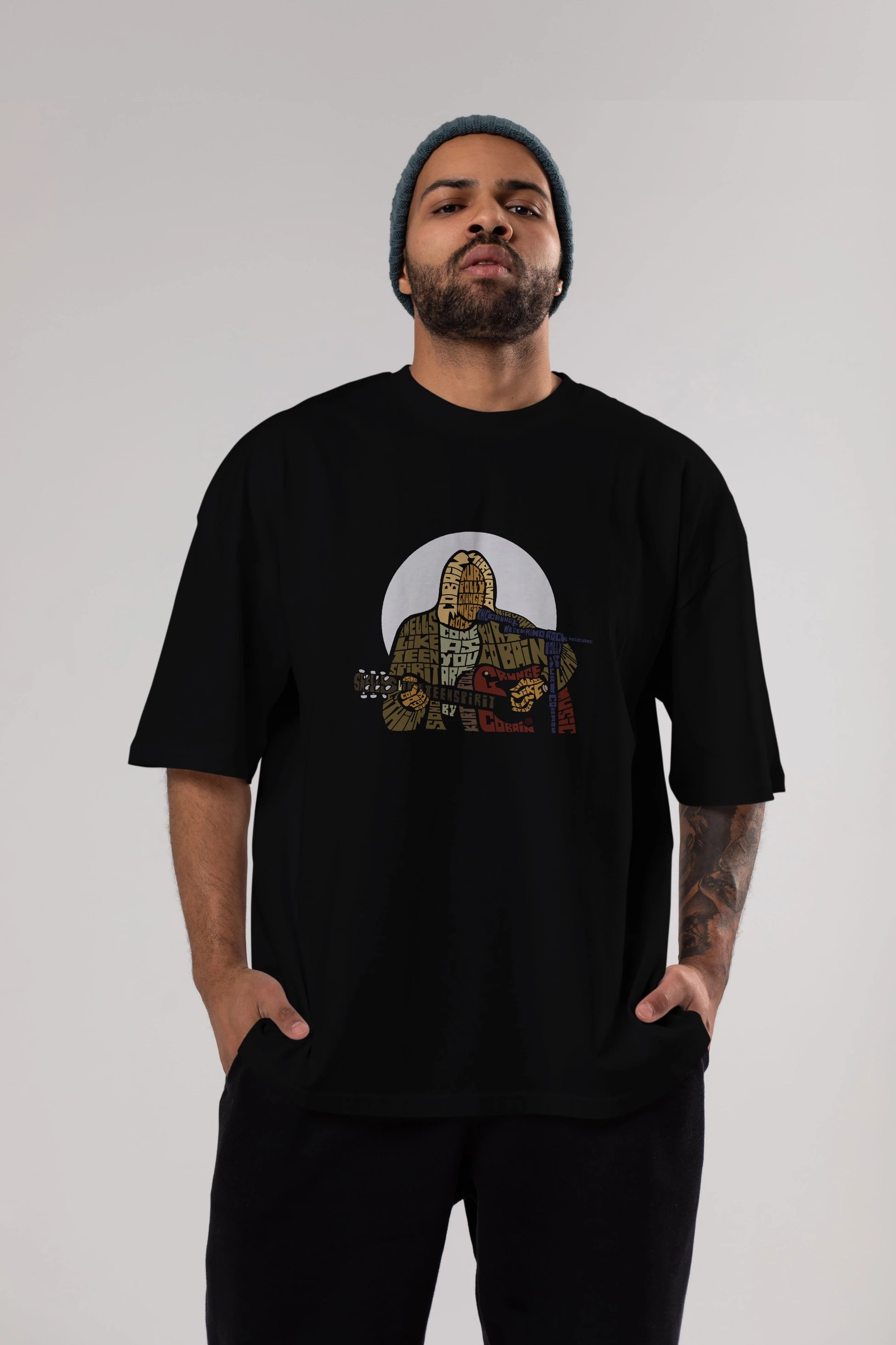 Kurt Cobain Ön Baskılı Oversize t-shirt %100 pamuk Erkek Kadın Unisex
