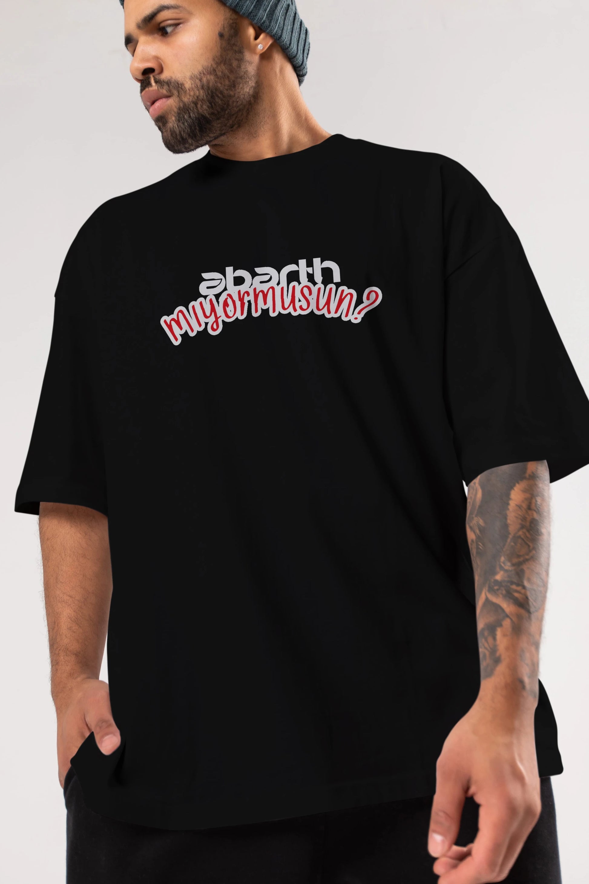 Abarth  Mıyormusun Ön Baskılı Oversize t-shirt %100 pamuk Erkek Kadın Unisex