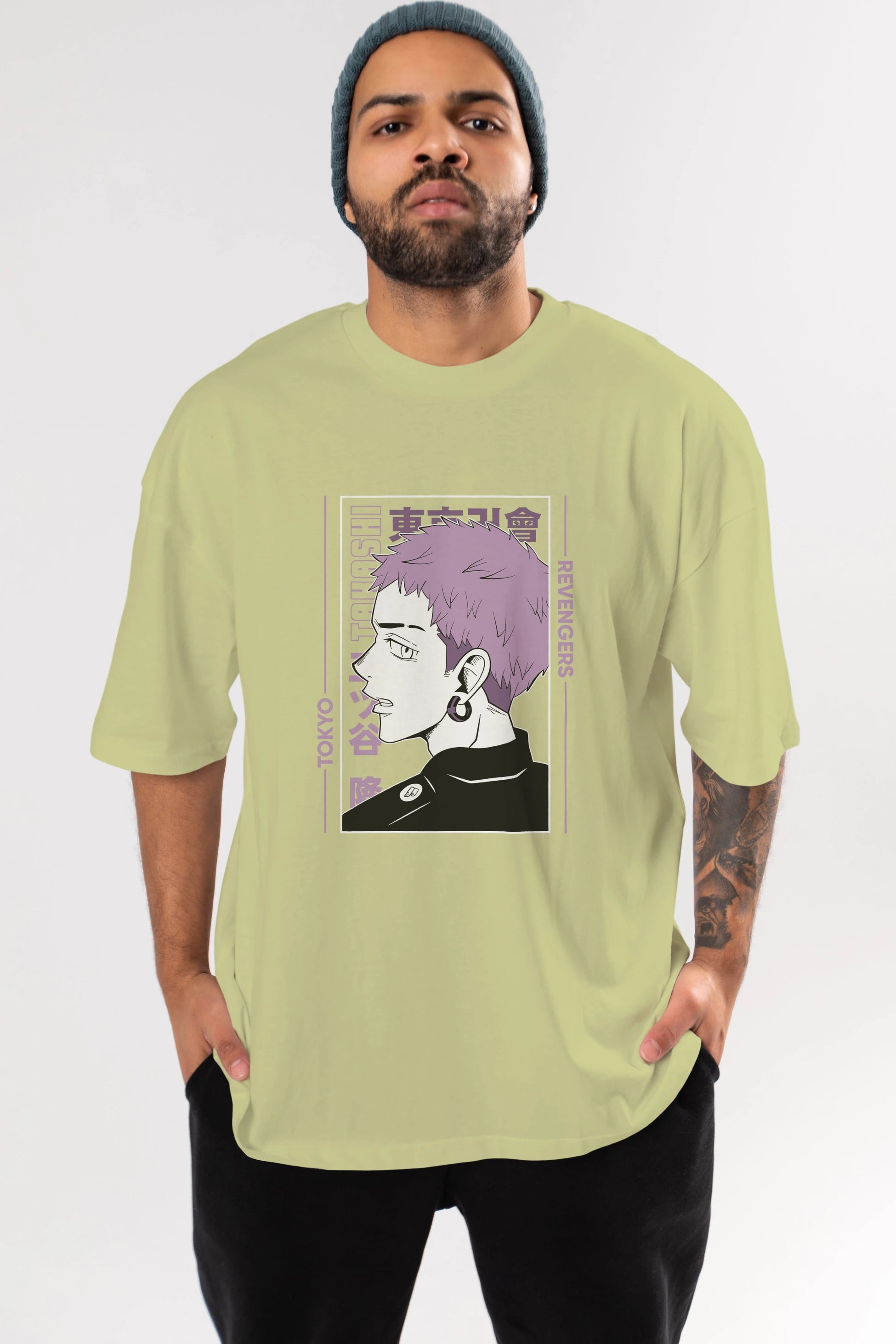 Takashi Mitsuya Anime Ön Baskılı Oversize t-shirt %100 pamuk Erkek Kadın Unisex