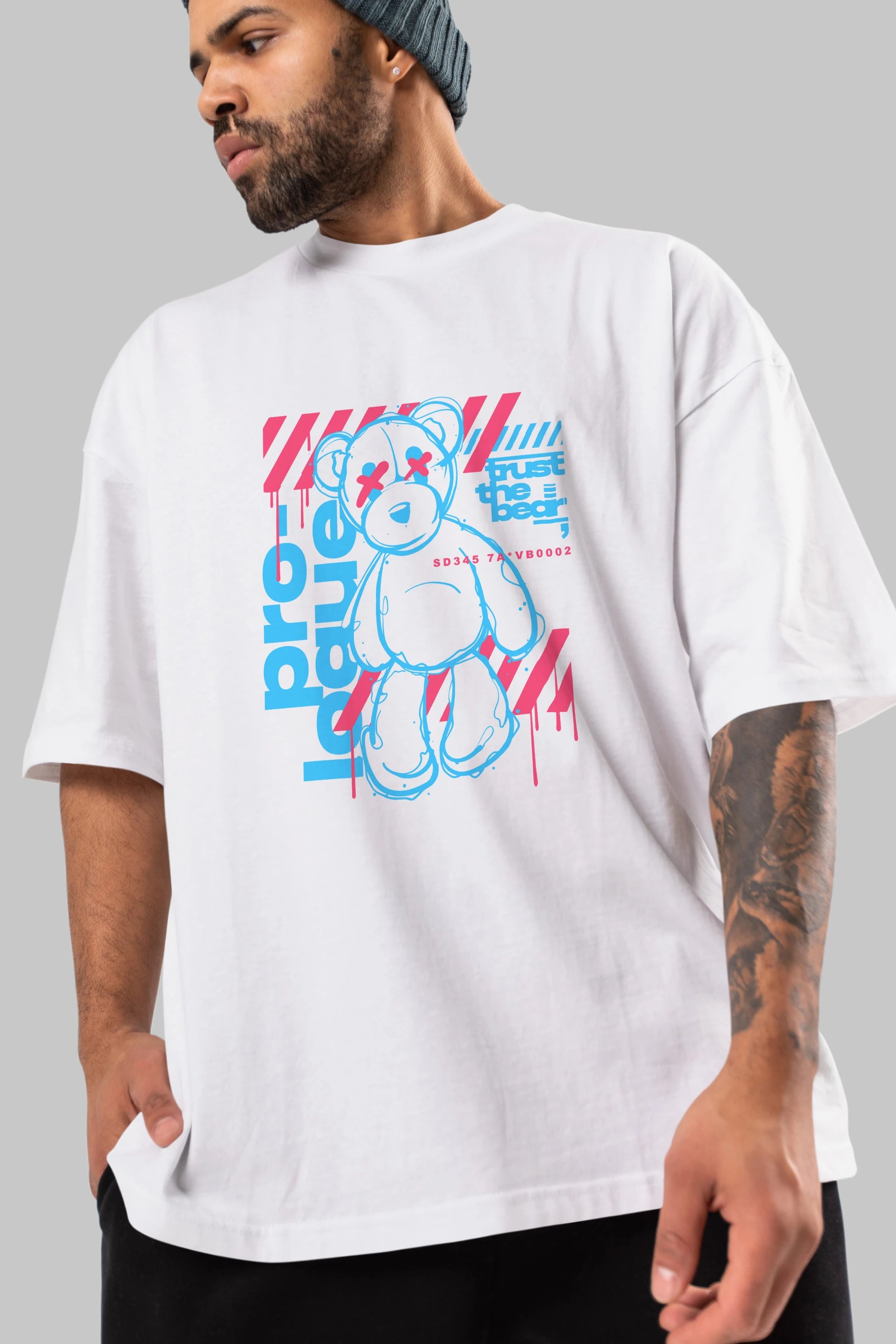 Trust The Bear Ön Baskılı Oversize t-shirt Erkek Kadın Unisex