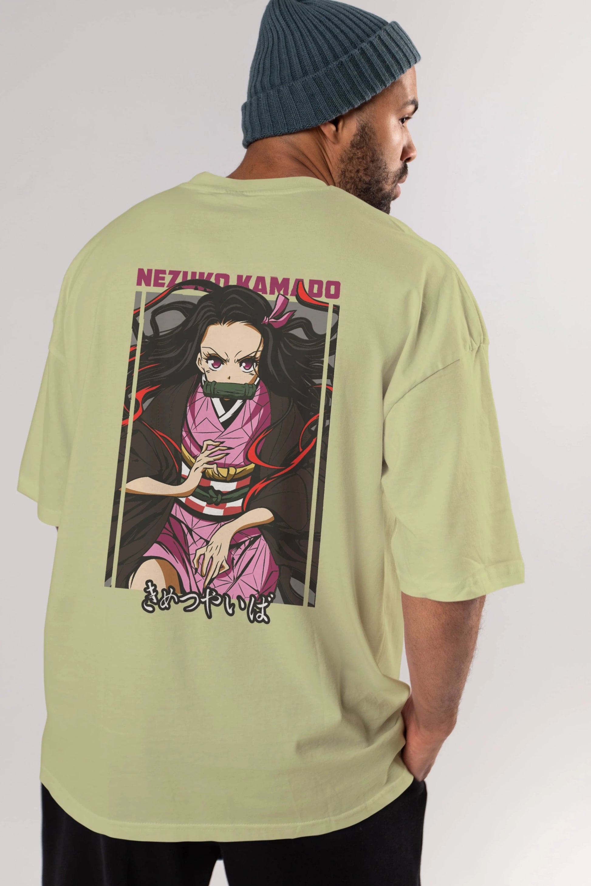 Nezuko Kamado 1 Anime Arka Baskılı Oversize t-shirt Erkek Kadın Unisex