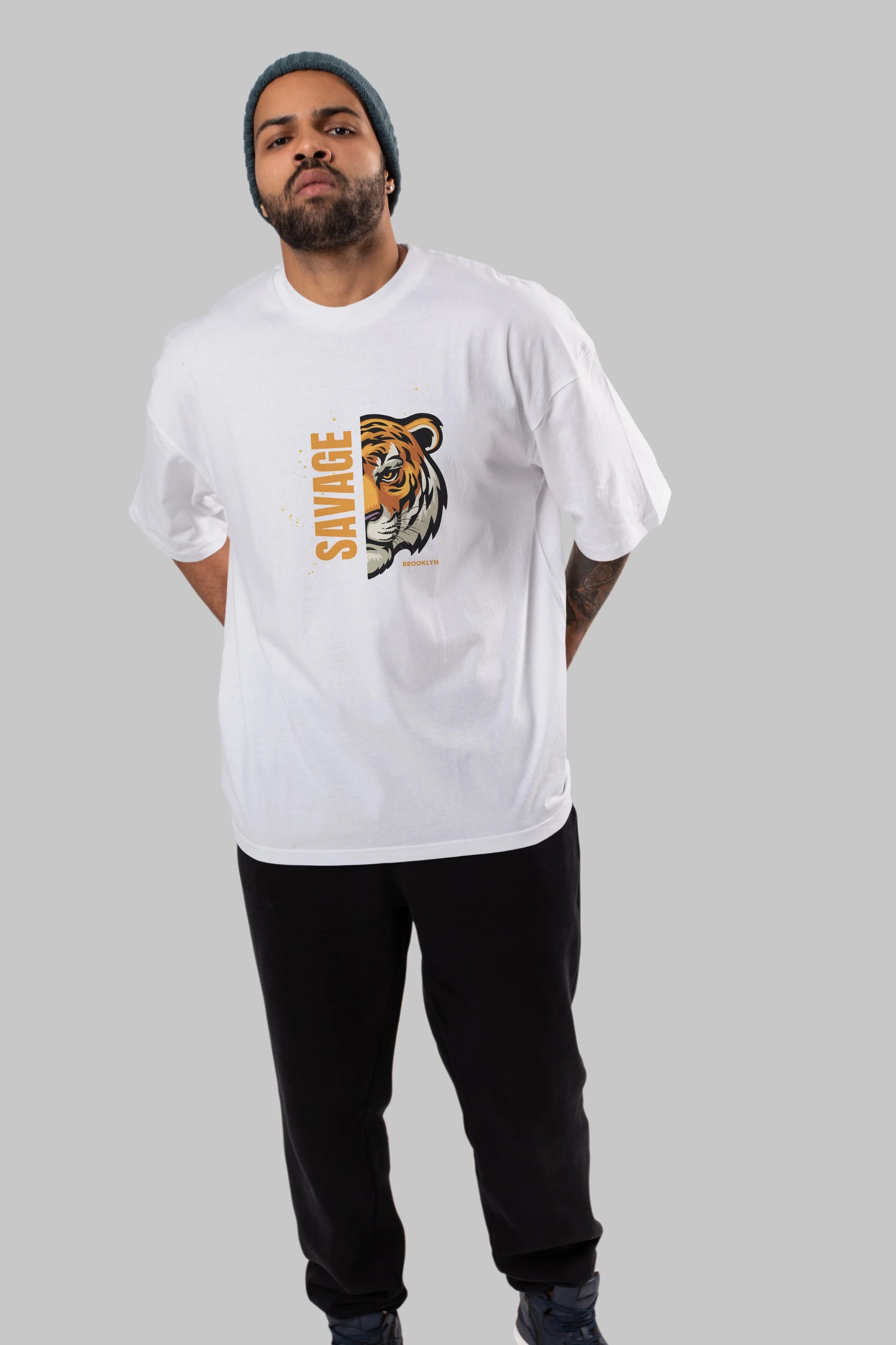 Savage Brooklyn Yazılı Ön Baskılı Oversize t-shirt Erkek Kadın Unisex