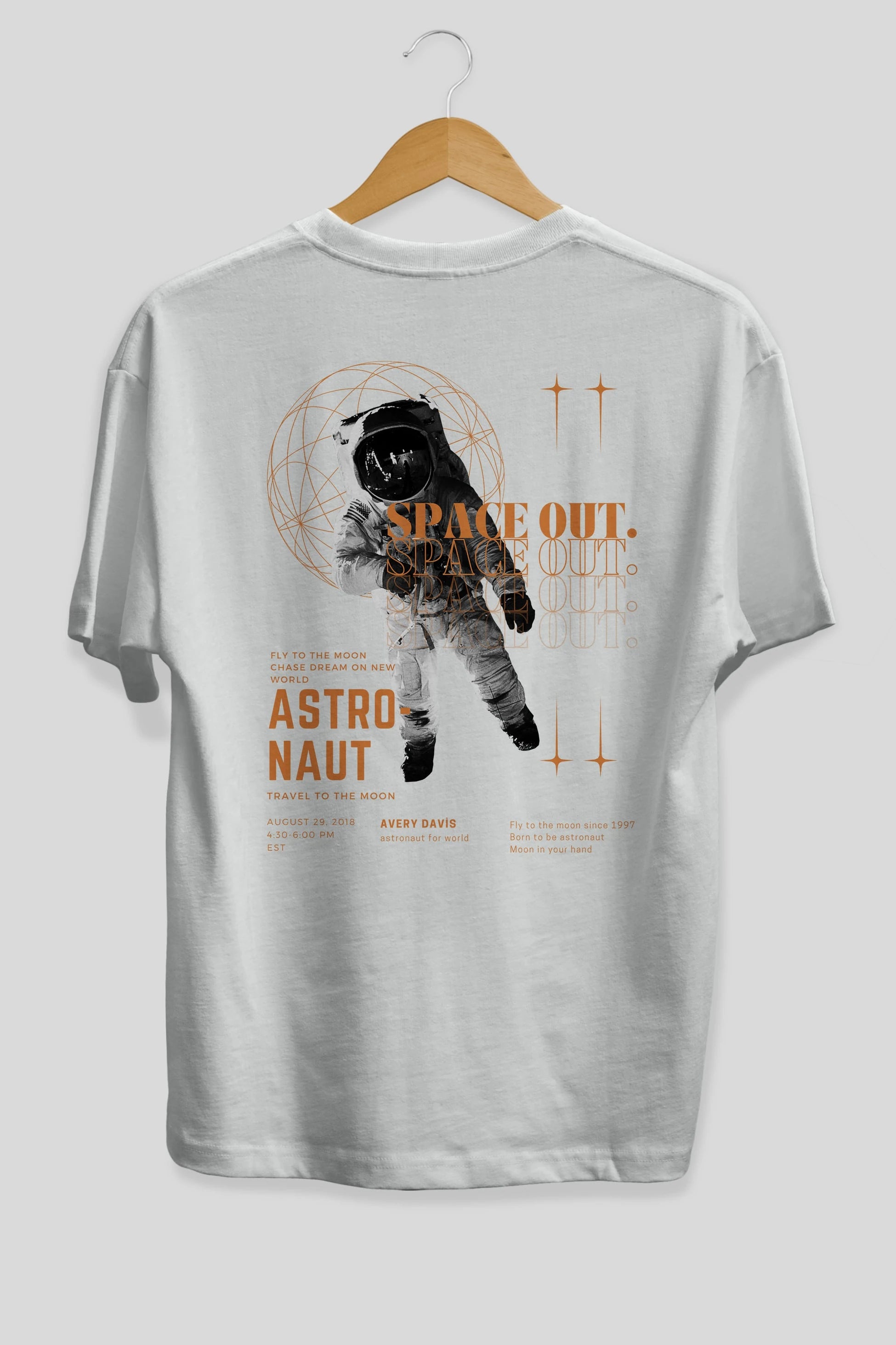 Astronaut Space Out Yazılı Arka Baskılı Oversize t-shirt Erkek Kadın Unisex