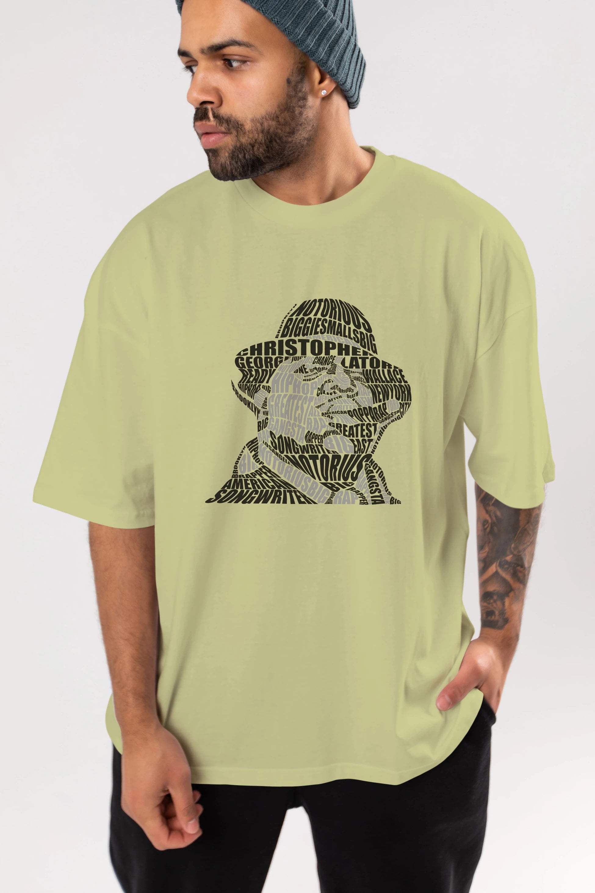 Notorious Big Calligram Ön Baskılı Oversize t-shirt %100 pamuk Erkek Kadın Unisex
