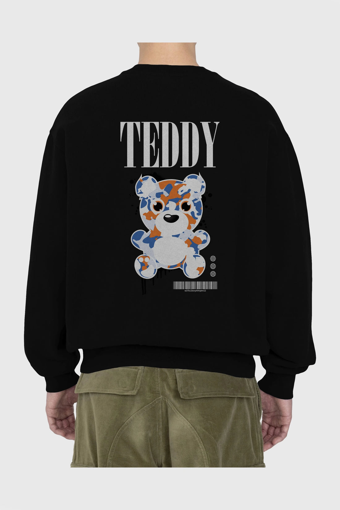Teddy Bear Streetwear Arka Baskılı Oversize Sweatshirt Erkek Kadın Unisex