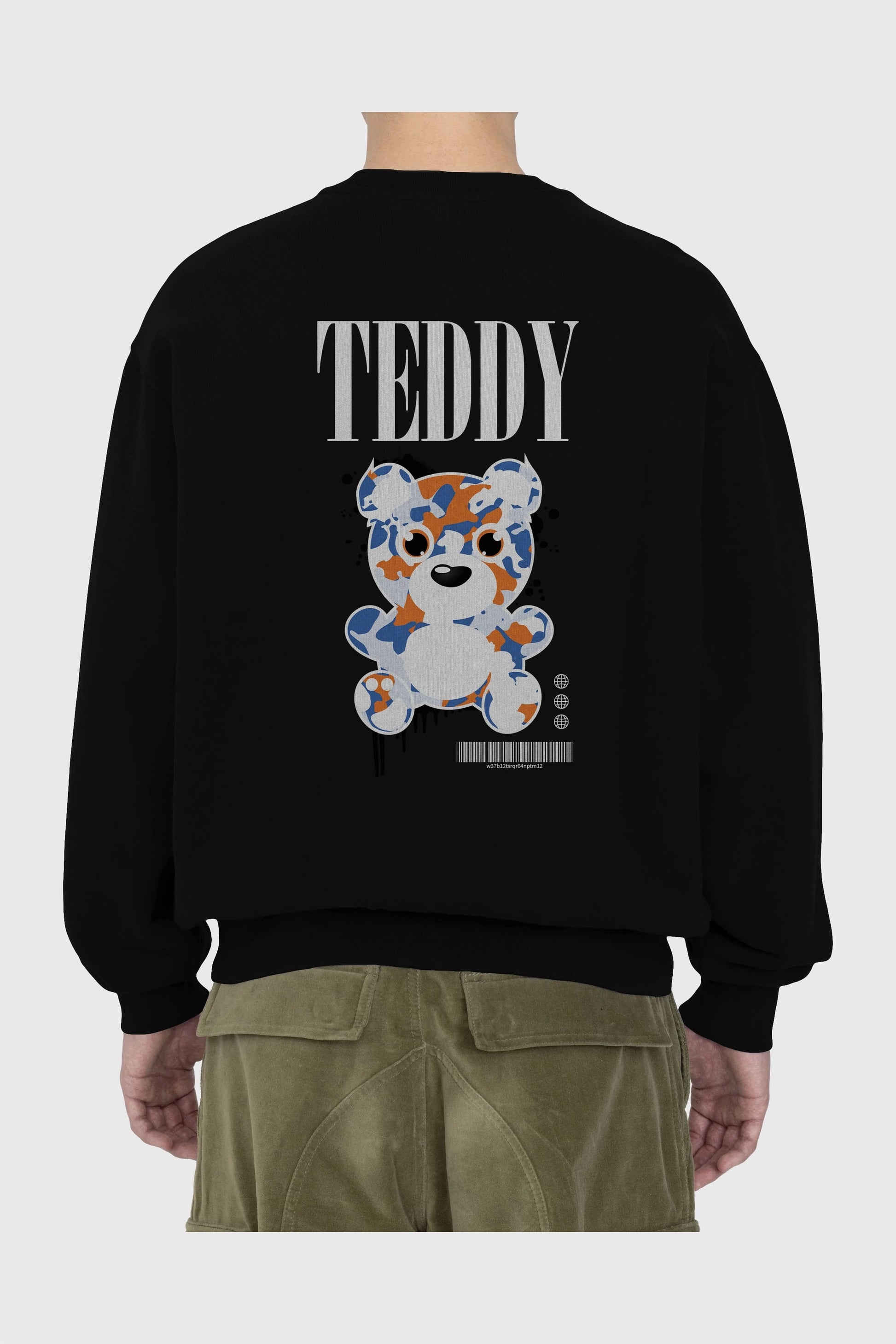 Teddy Bear Streetwear Arka Baskılı Oversize Sweatshirt Erkek Kadın Unisex