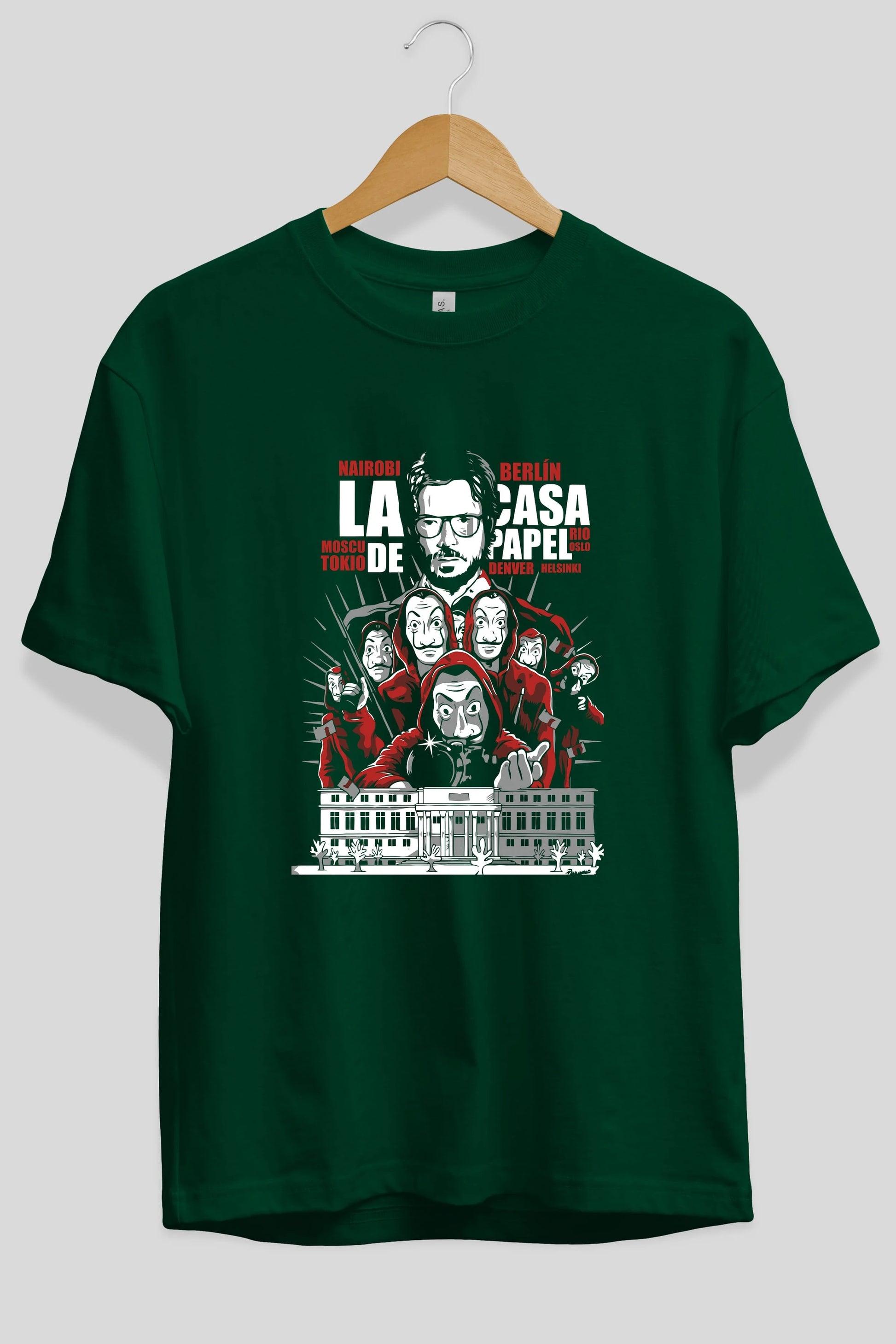La Casa De Papel (2) Ön Baskılı Oversize t-shirt Erkek Kadın Unisex %100 Pamuk Bisiklet Yaka tişort