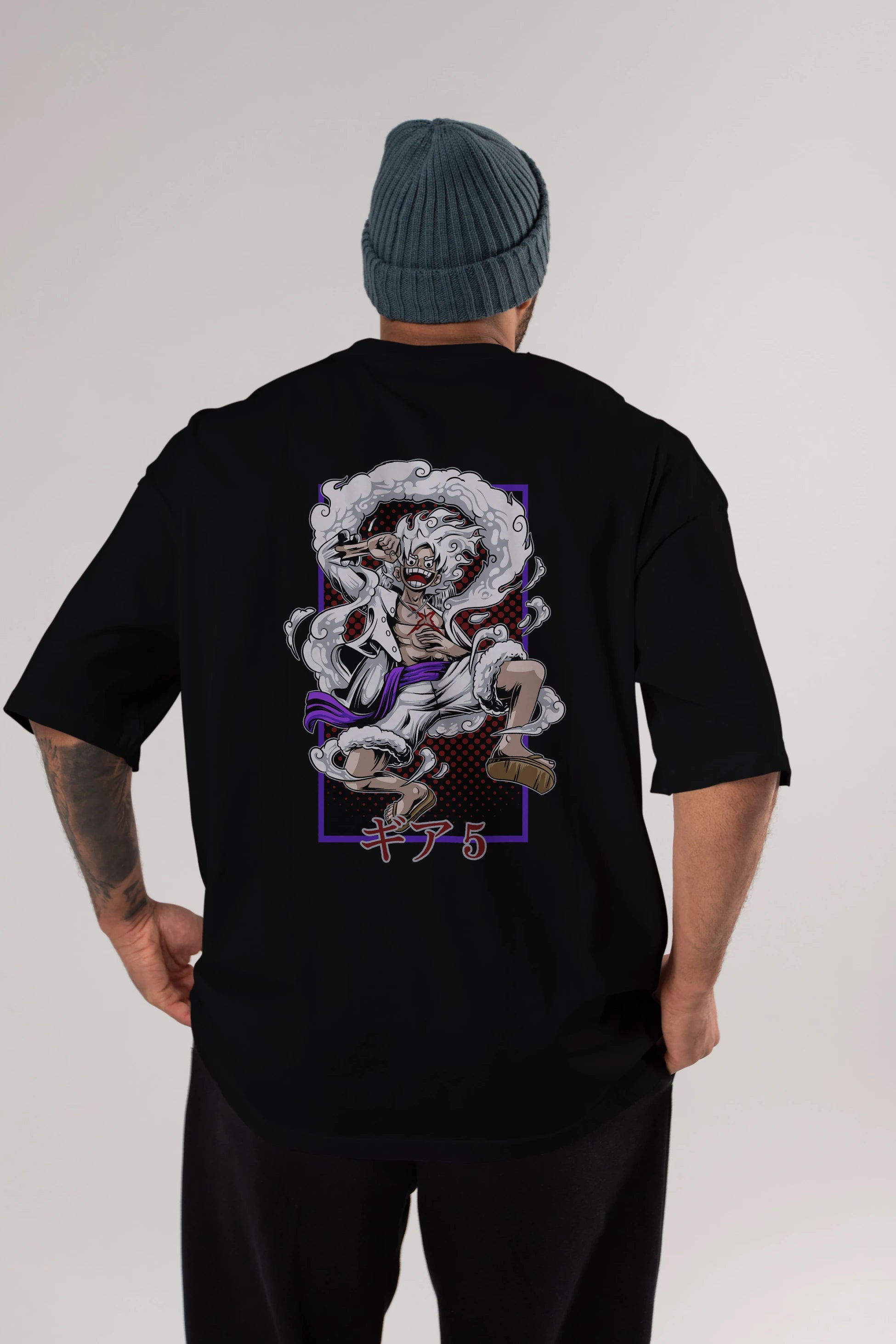 MONKEY D. LUFFY GEAR5 Anime Arka Baskılı Oversize t-shirt Erkek Kadın Unisex