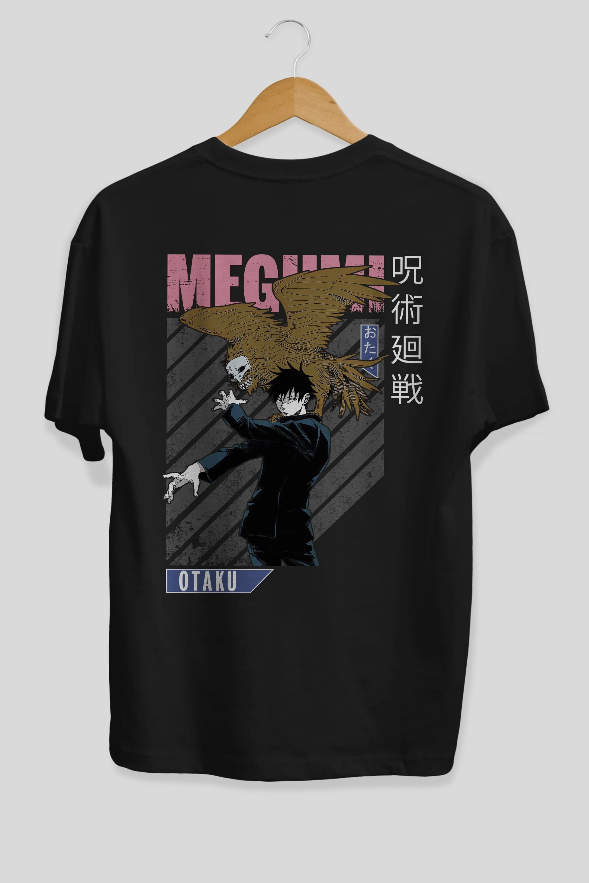 Megumi Fushiguro 2 Anime Arka Baskılı Oversize t-shirt Erkek Kadın Unisex
