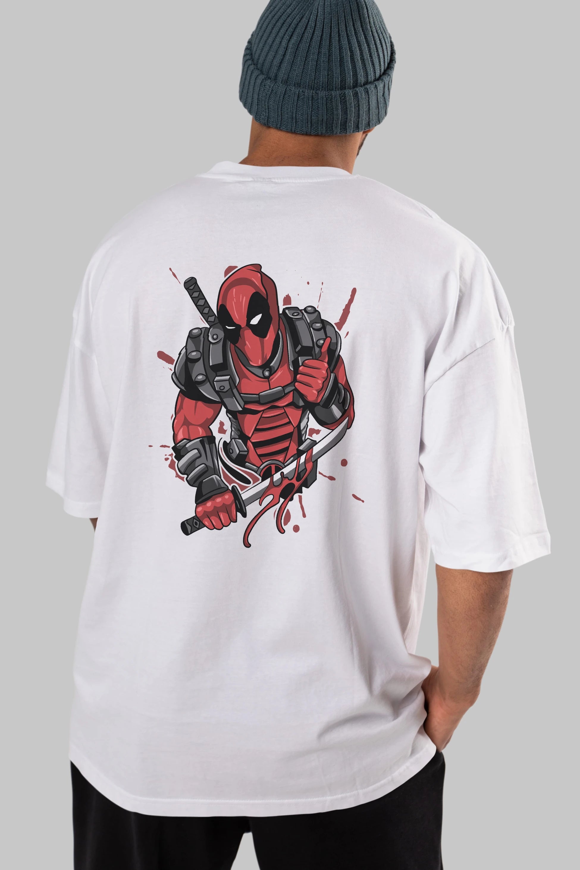 Deadpool (12) Arka Baskılı Oversize t-shirt Erkek Kadın Unisex %100 Pamuk Bisiklet Yaka tişort