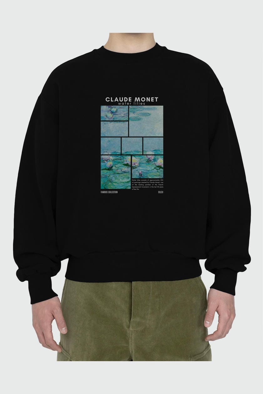 Claude Monet ön Baskılı Oversize Sweatshirt Erkek Kadın Unisex