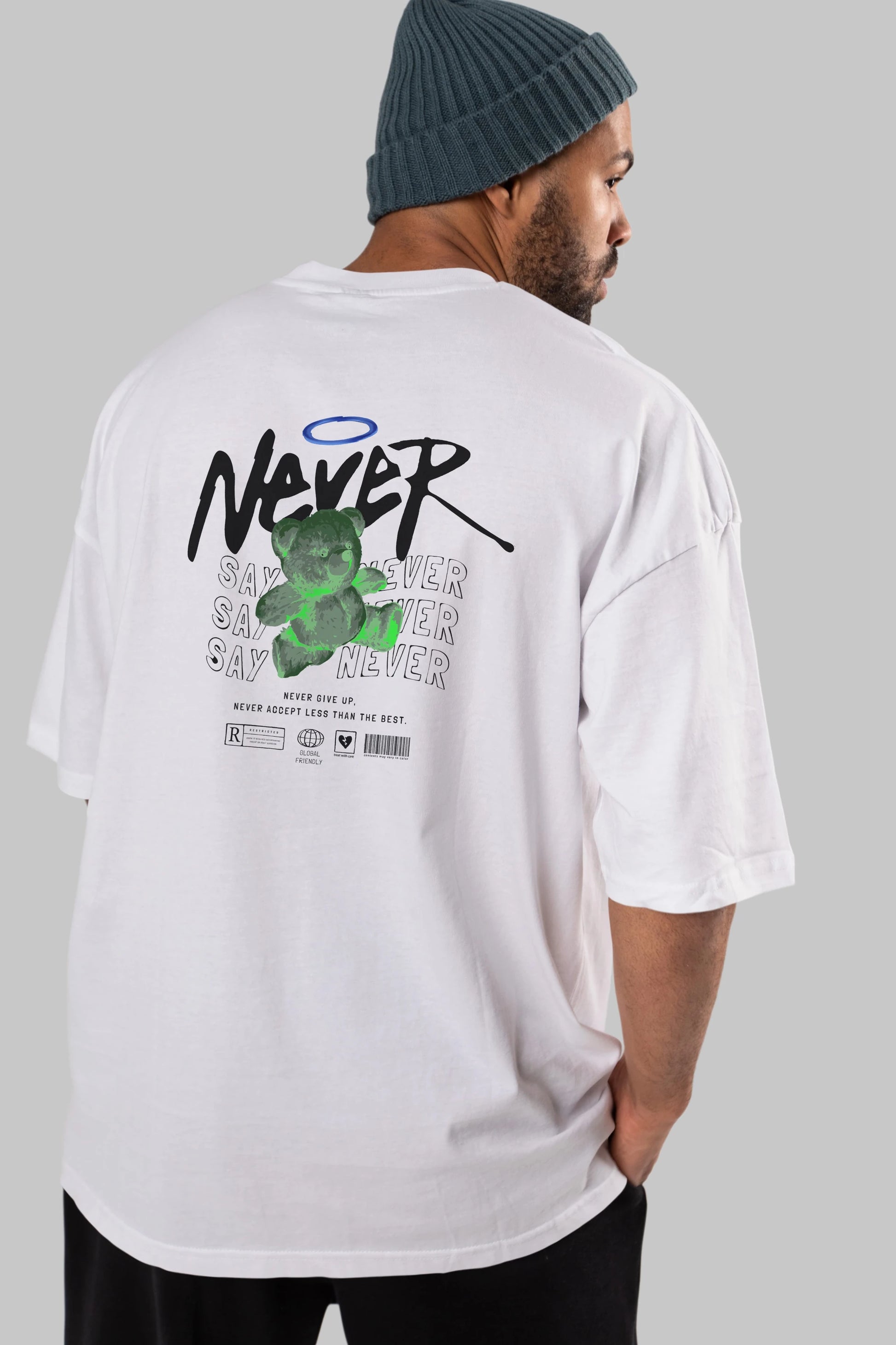 Teddy Bear Never Arka Baskılı Oversize t-shirt Erkek Kadın Unisex
