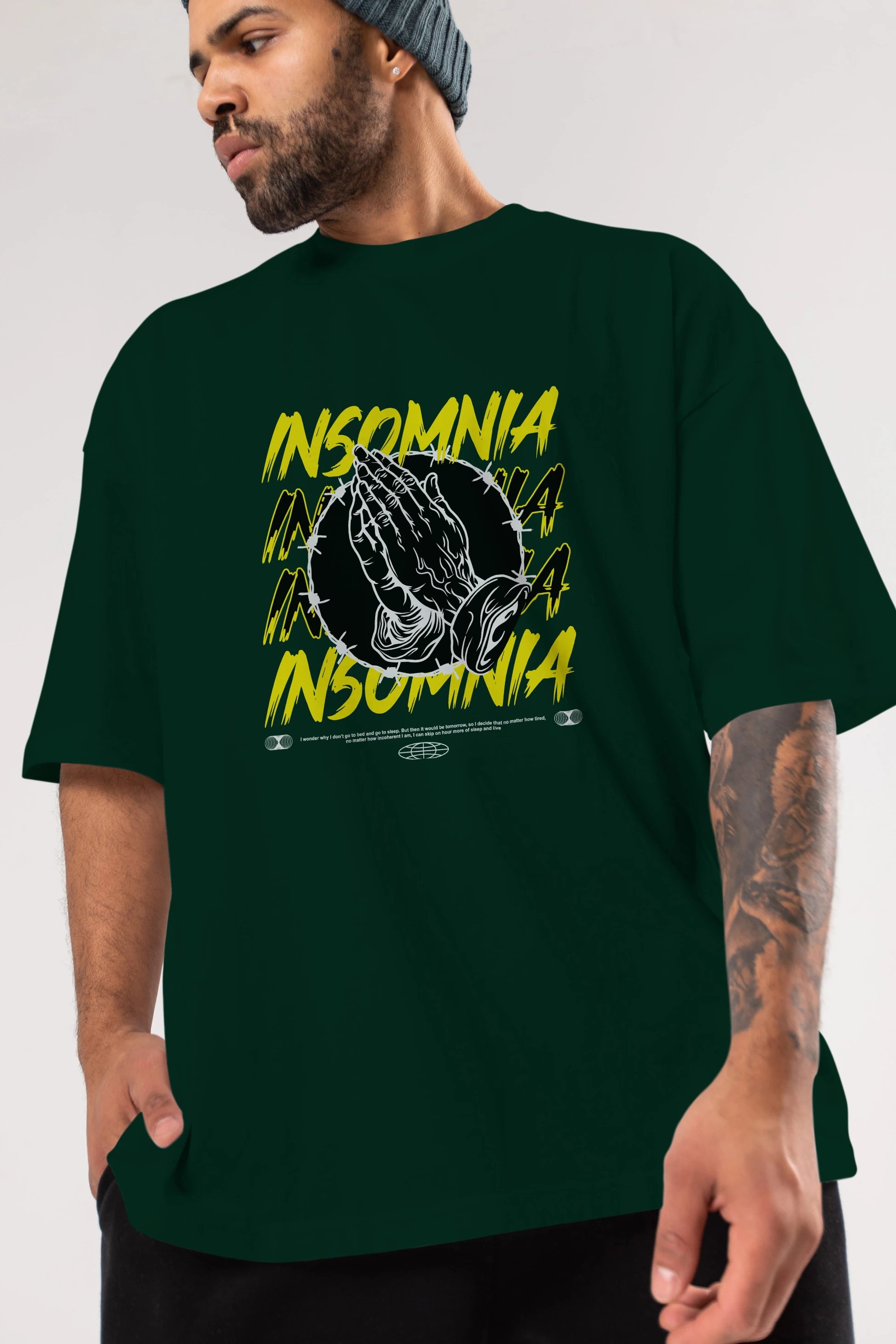 Insomnia Streetwear Ön Baskılı Oversize t-shirt Erkek Kadın Unisex