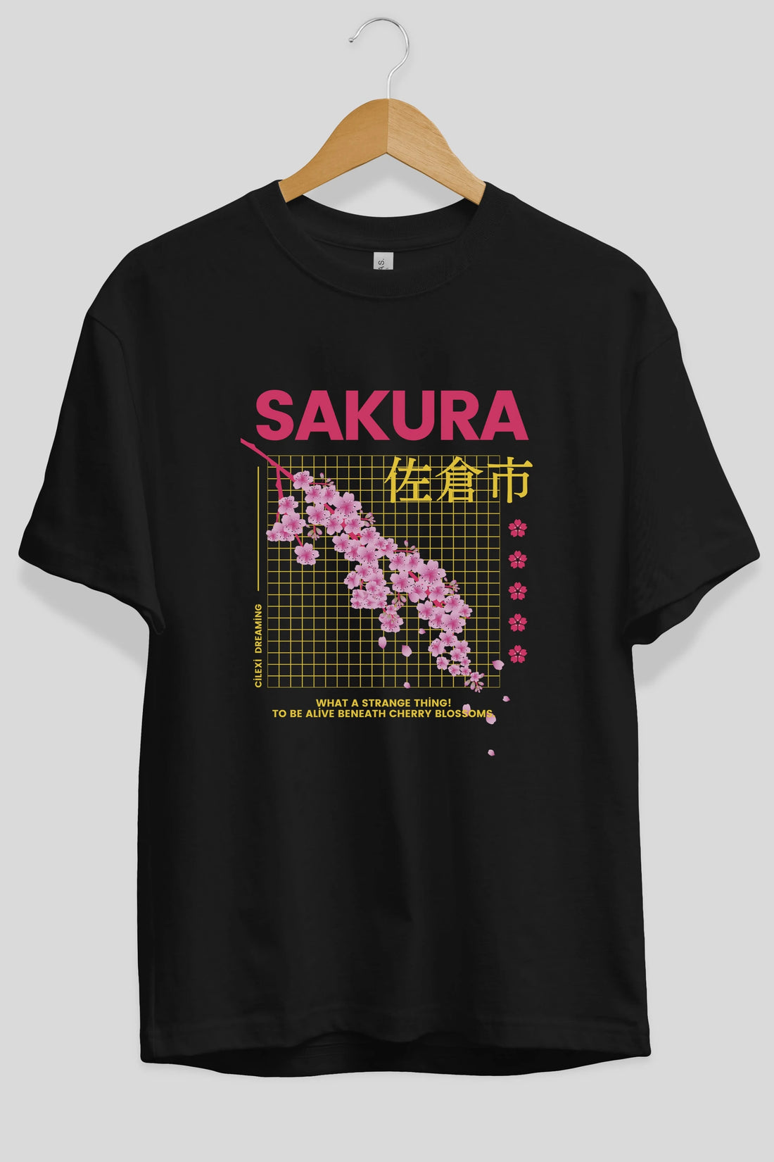 Sakura Streetwear Ön Baskılı Oversize t-shirt Erkek Kadın Unisex